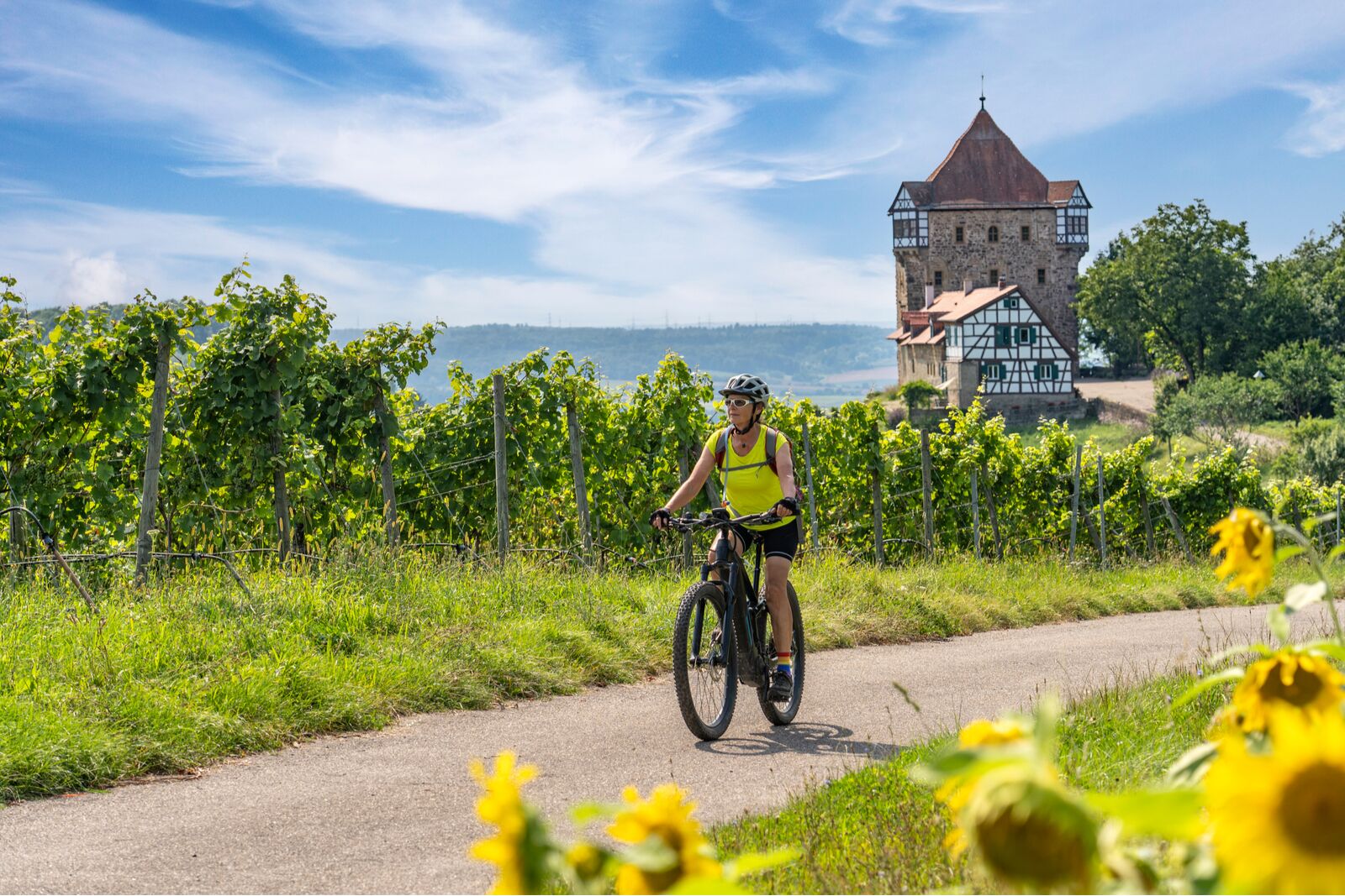 Woman on an ebike exploring on vacation