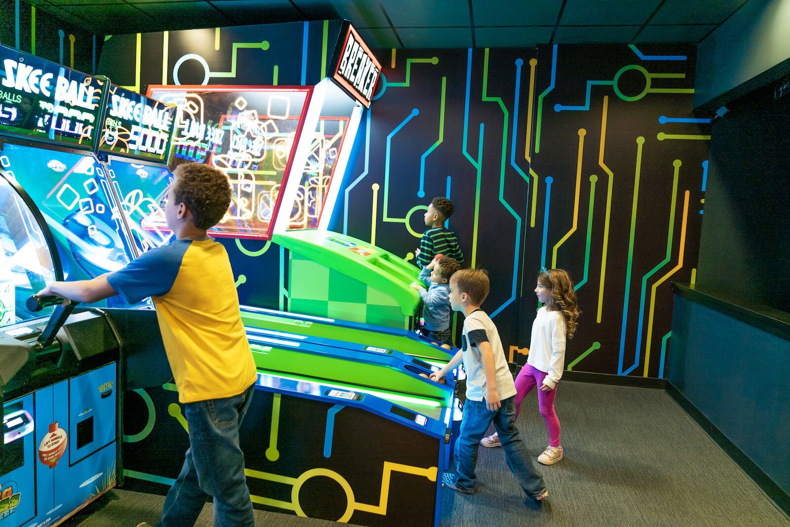 Arcade games at the Cartoon Network Hotel in Lancaster, PA