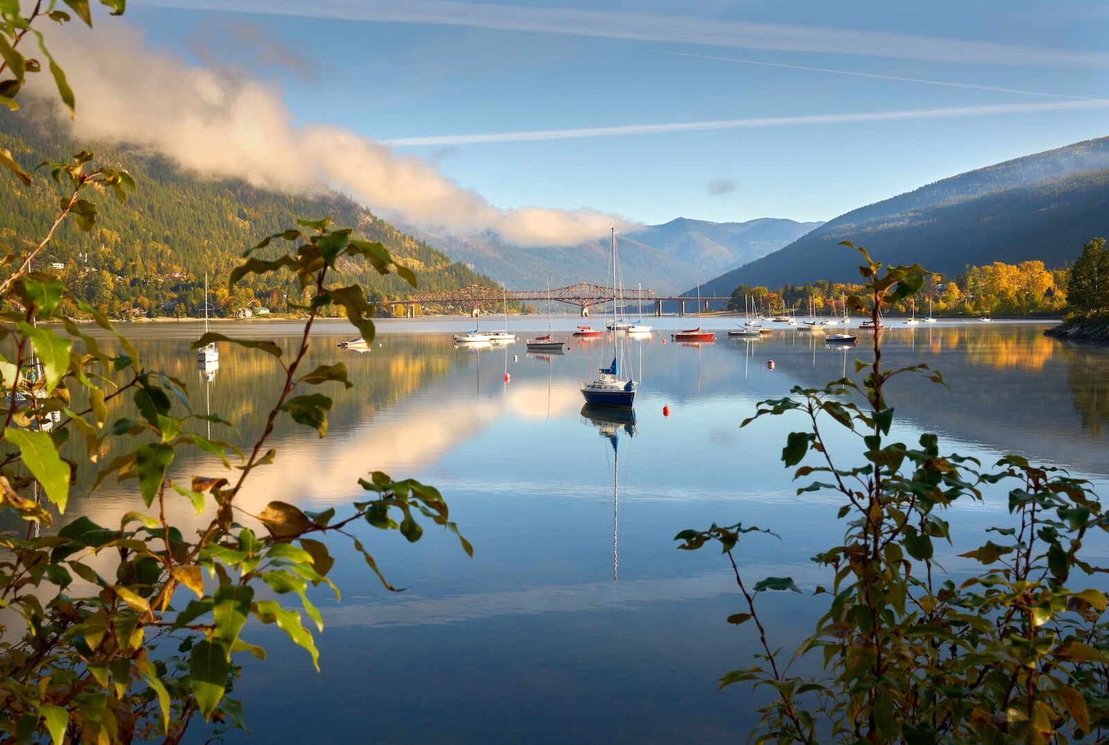View of Kootenay Lake in Nelson, BC, Canada. Nelson is one of the most famous and most scenic Canadian small towns.