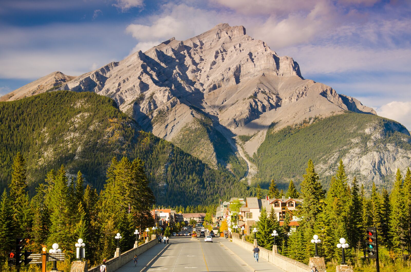 View over the town of Banff in Alberta, Canada. Banff is one of the most famous and most scenic Canadian small towns.