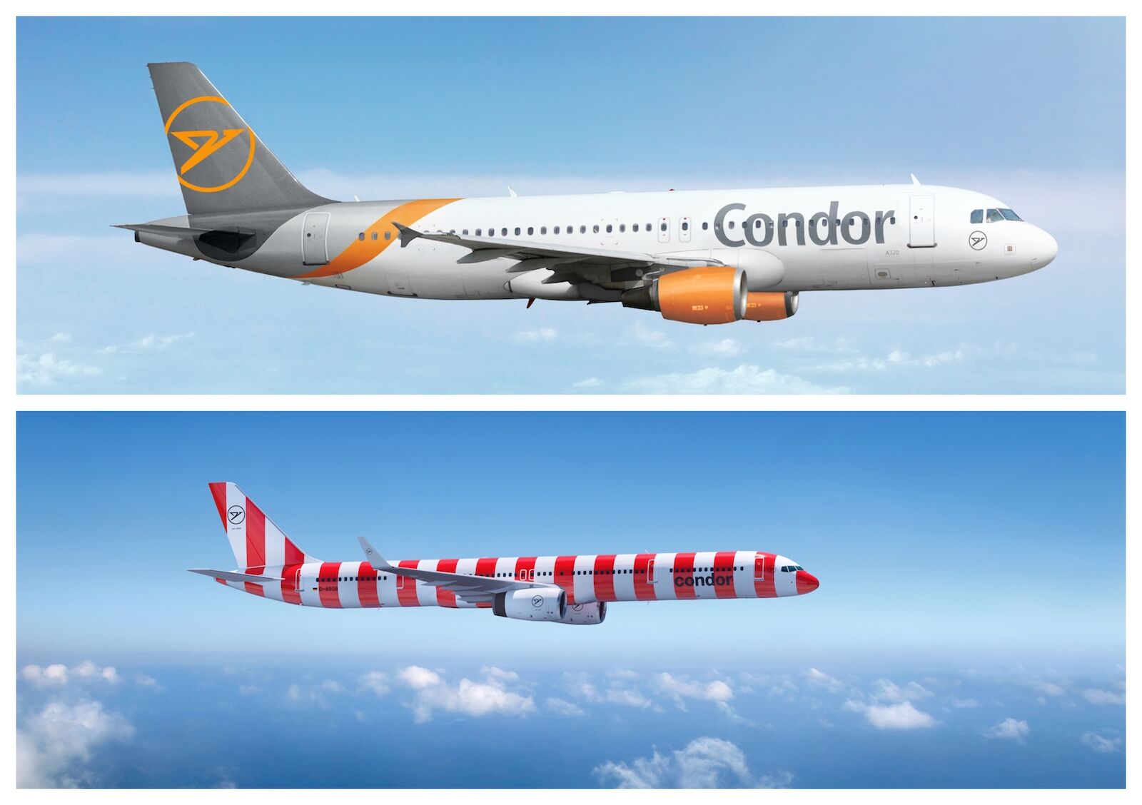 Condor's new paint job for its fleet of airplanes are big colorful stripes