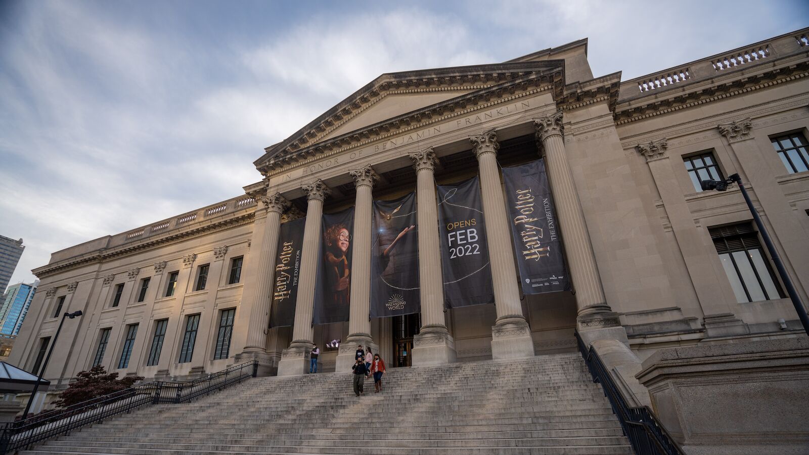 Facade of the Franklin Institute in Philadelphia where the "Harry Potter: The Exhibition" is taking place