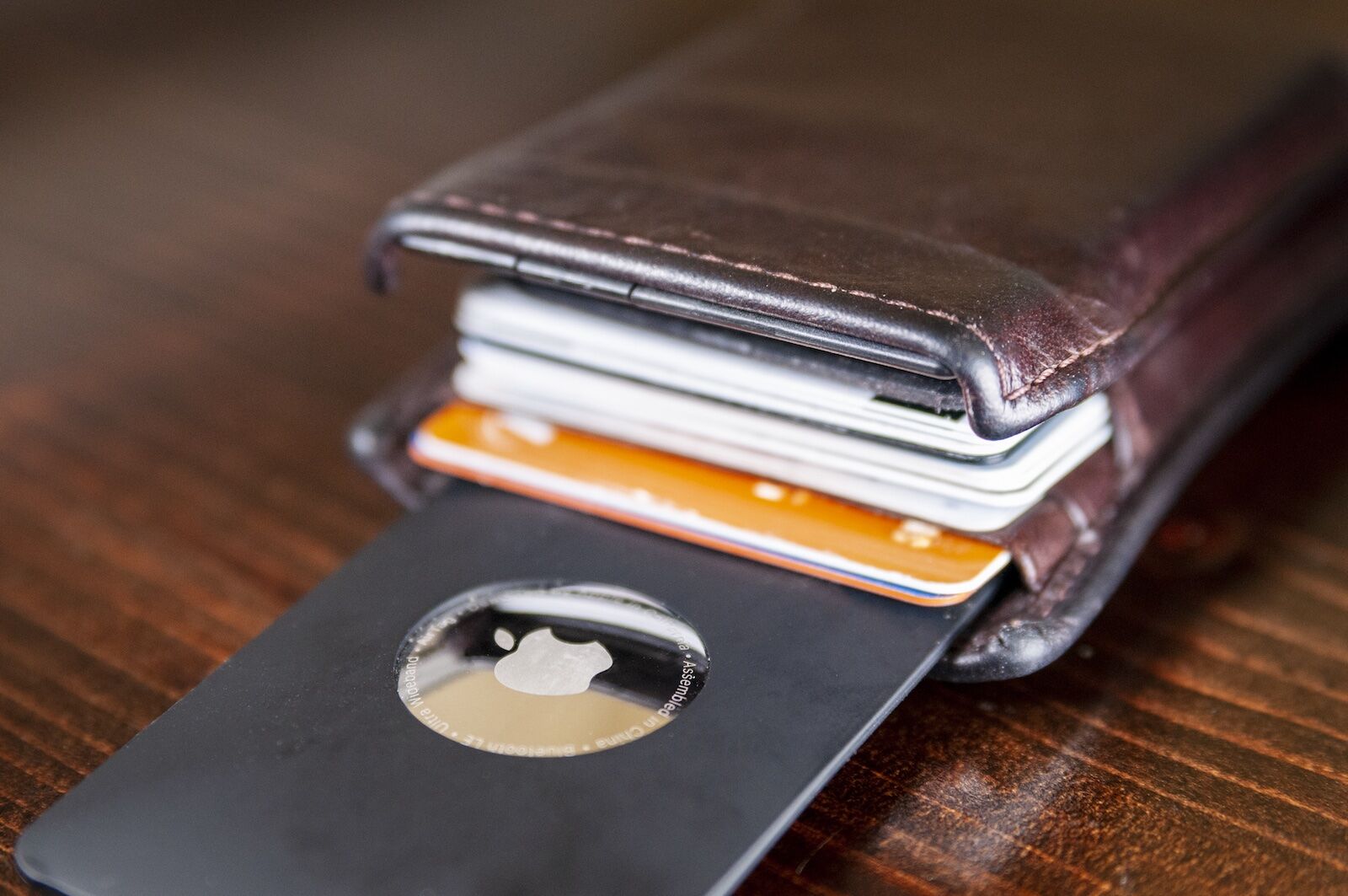AirTag credit card case inside a wallet. AirTags should be an essential part of any frequent traveler's kit