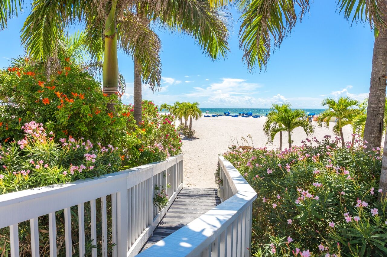 Boardwalk to a beach in St. Petersburg Florida