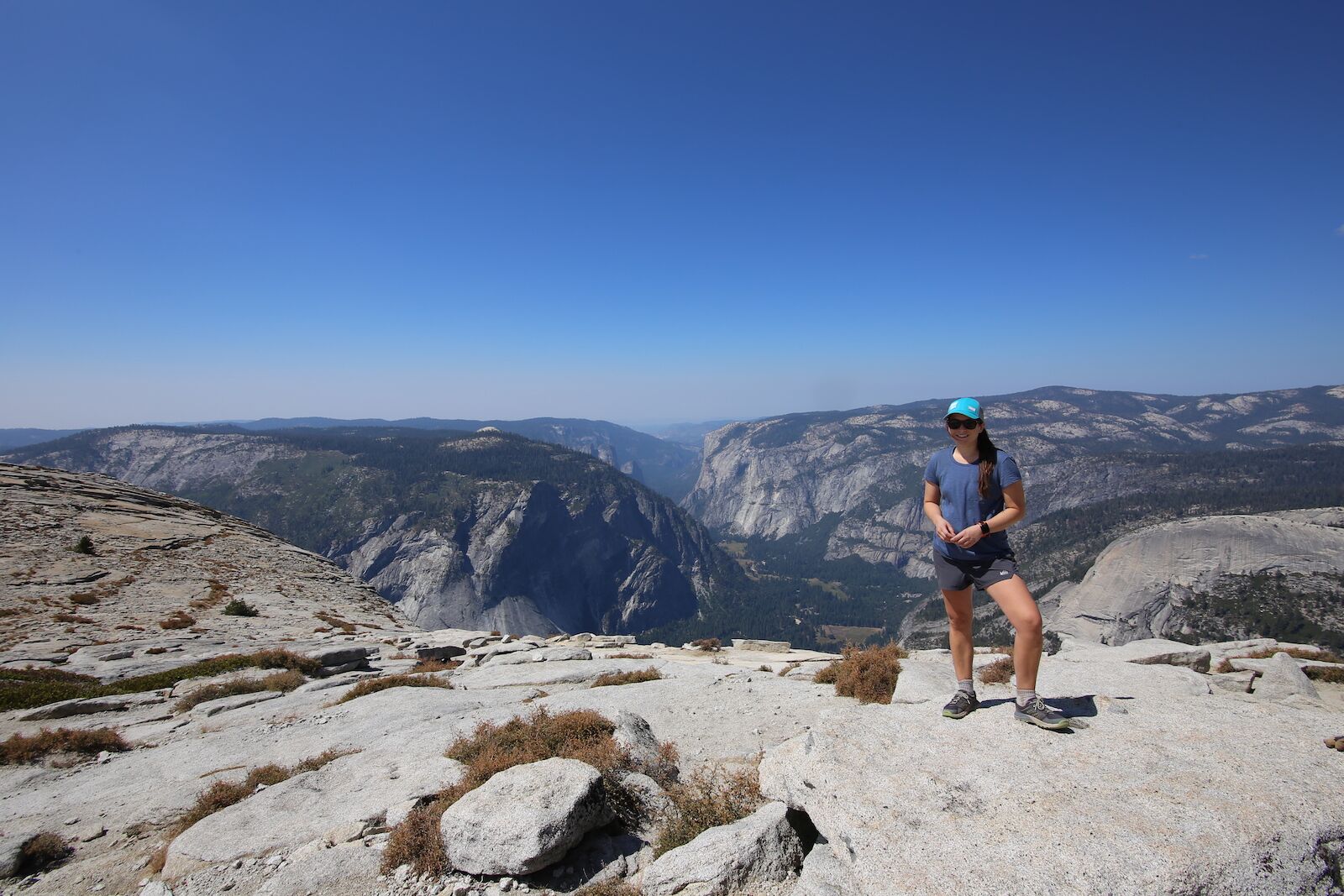testing womens trail shoes top of half dome