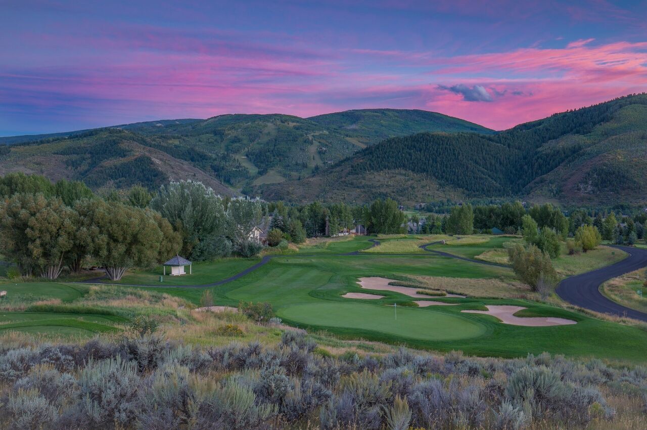 Golf course at sunset at Sonnenalp Vail