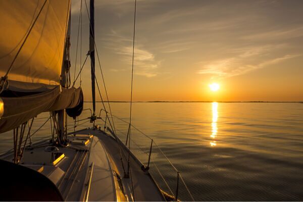 boat on a sunset sail