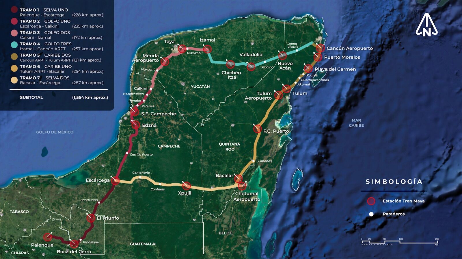 tren maya route map 