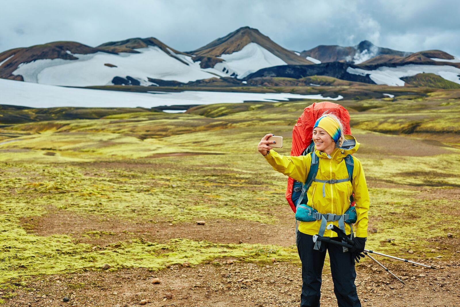 Woman hiking in Iceland