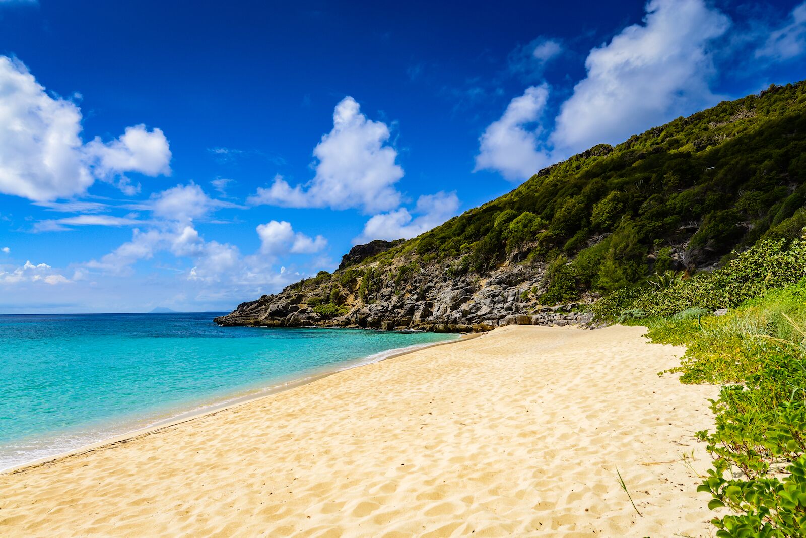 Remote and private Gouverneur Beach on the French Caribbean island of Saint Barthélemy (St Barts.)
