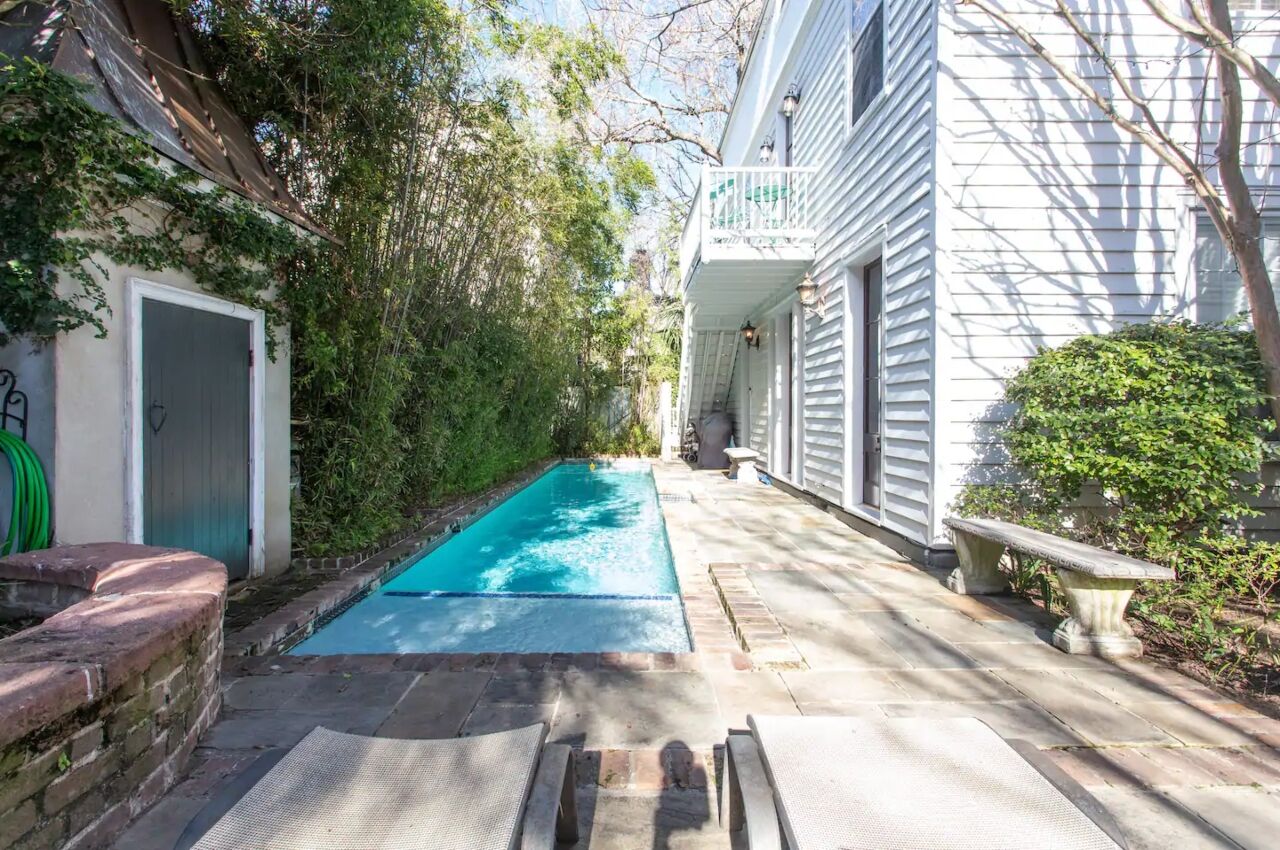 Pool area inside the Airbnb in Charleston