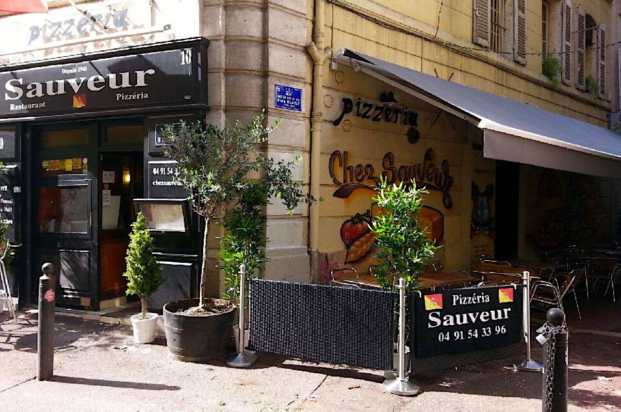 Front doors of Chez Sauveur in Marseille the best french city to visit for pizza 