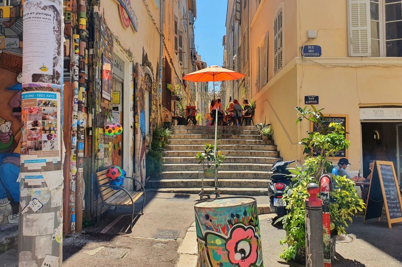 Streets and stairs in Panier Marseille the best city in France for street art 