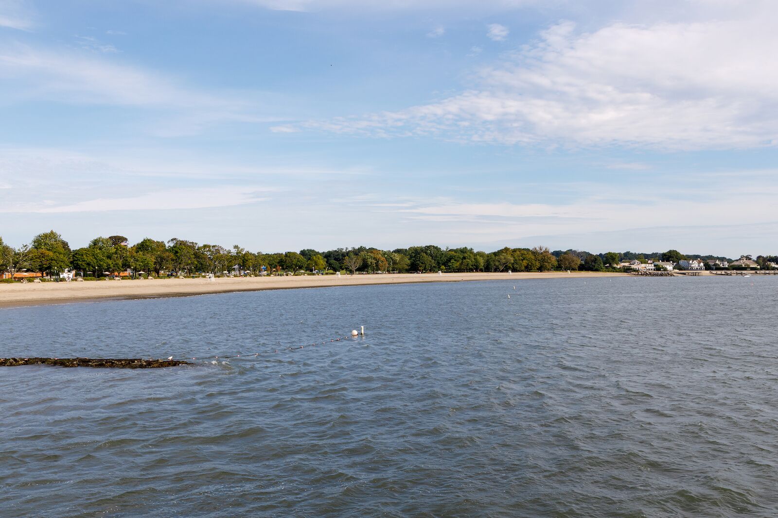 Calf Pasture Beach in Norwalk, Connecticut, as seen from off shore