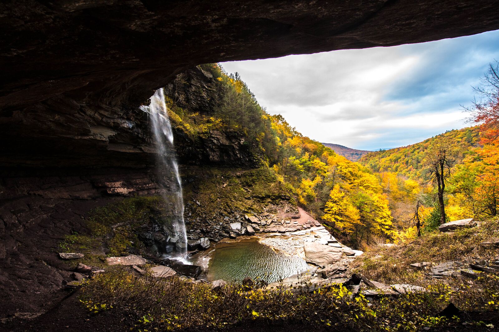 Kaaterskill falls waterfall in the New York Catskill mountains