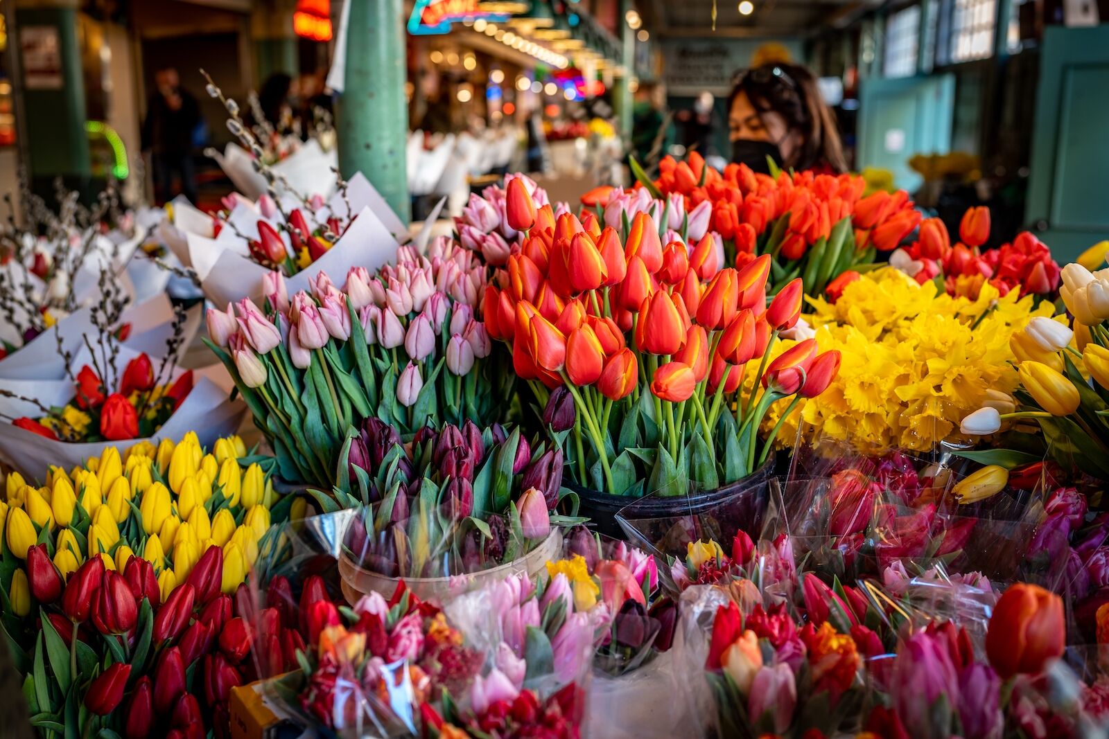 flower vendor in Pike Place Market