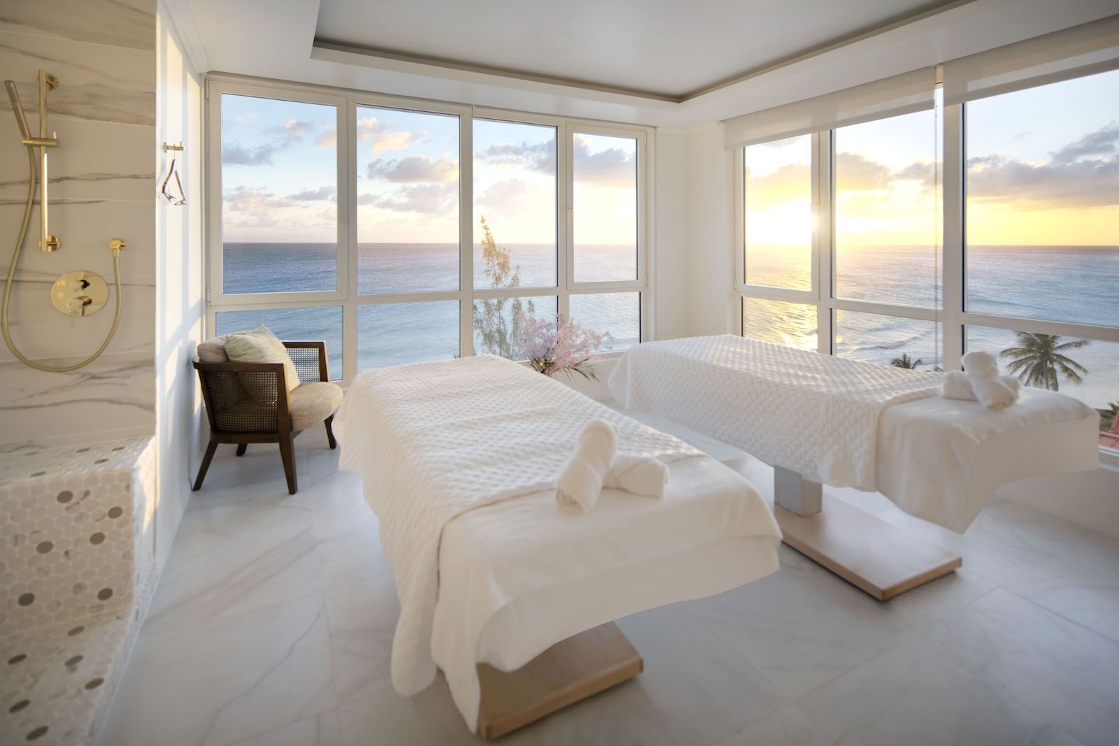 spa room with ocean view