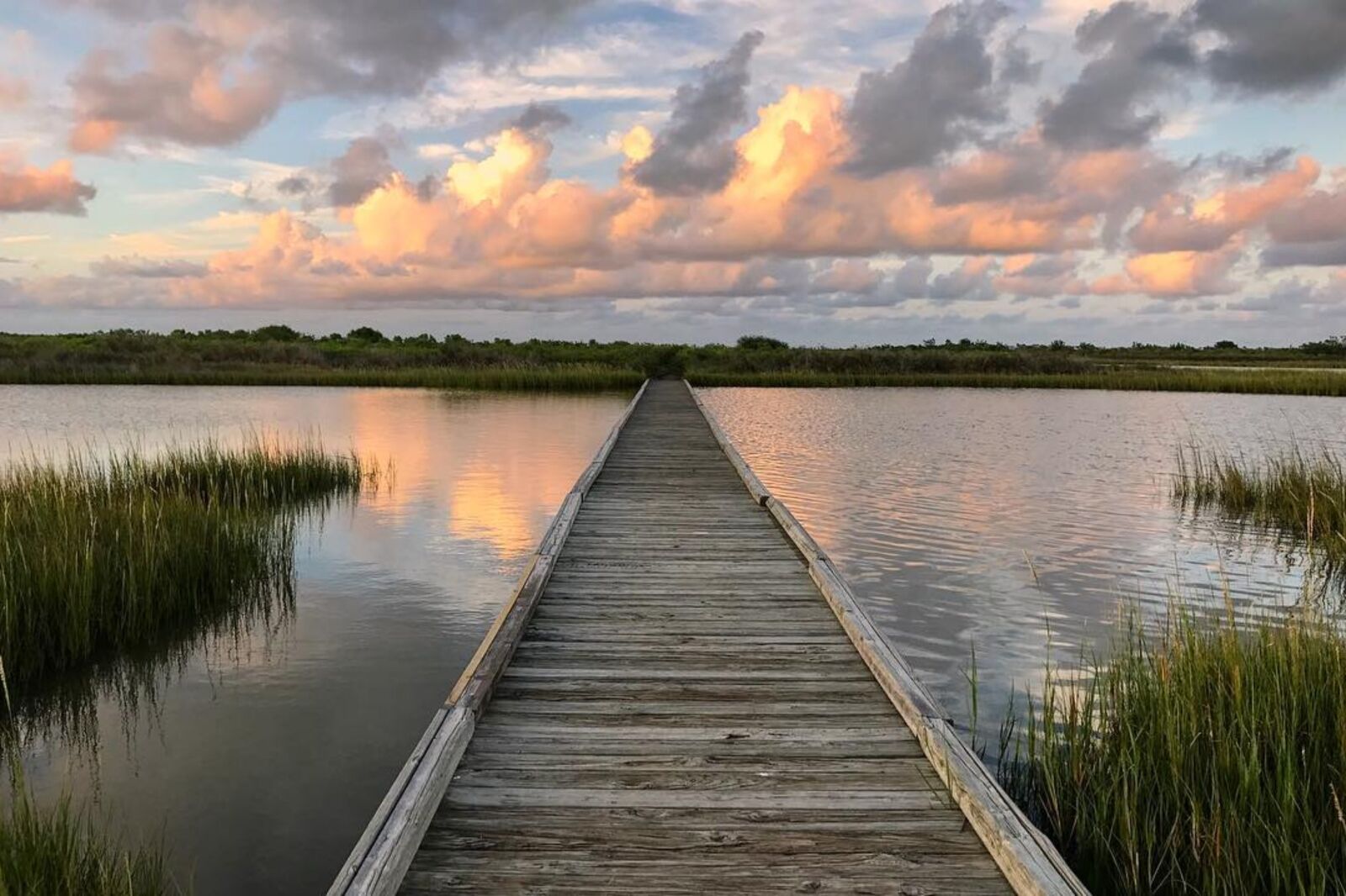 Galveston Island State Park at sunset one of the best place for camping in Houston 