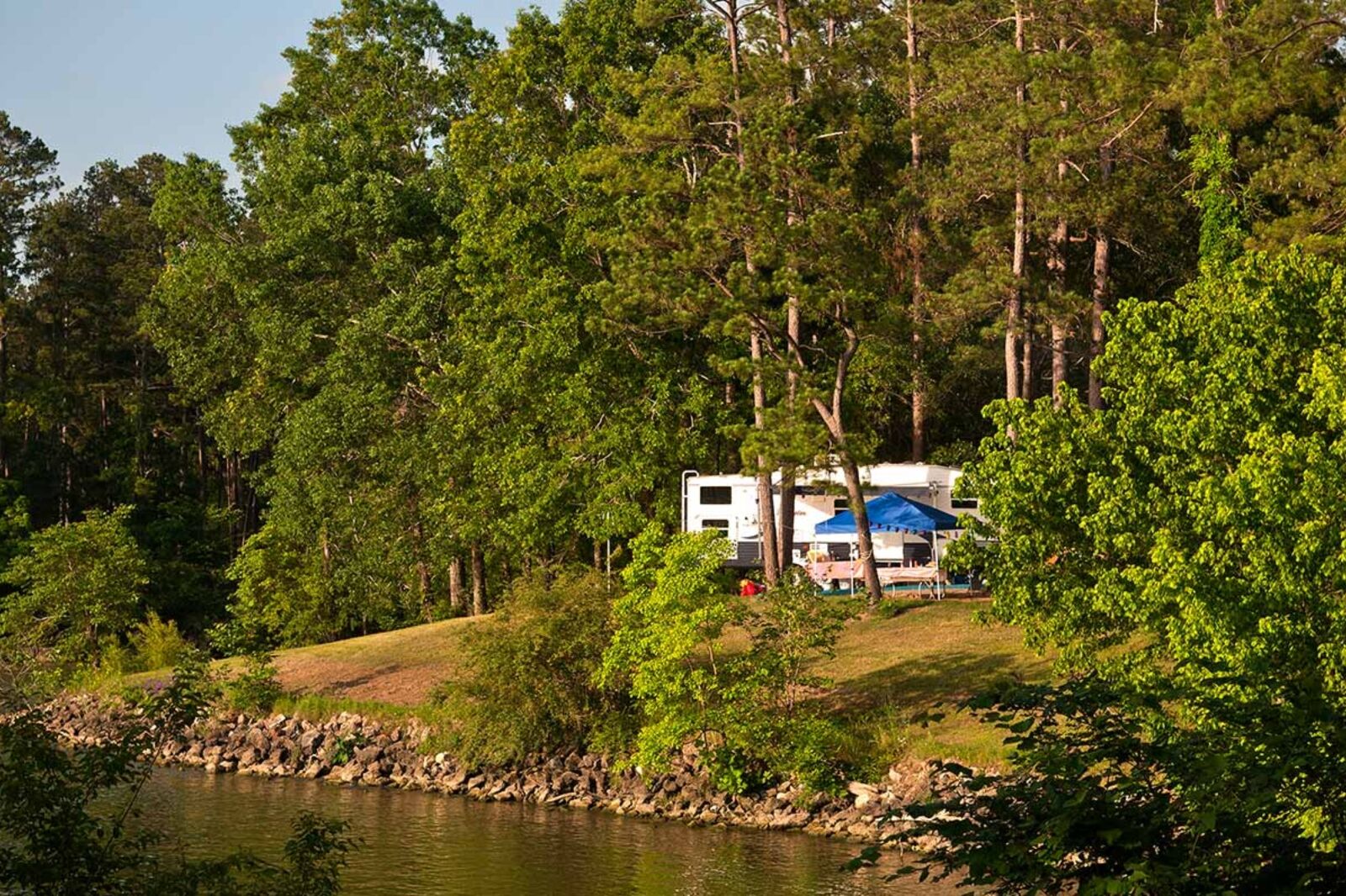 Campsite by Lake Livingston one of the best places for camping in Houston