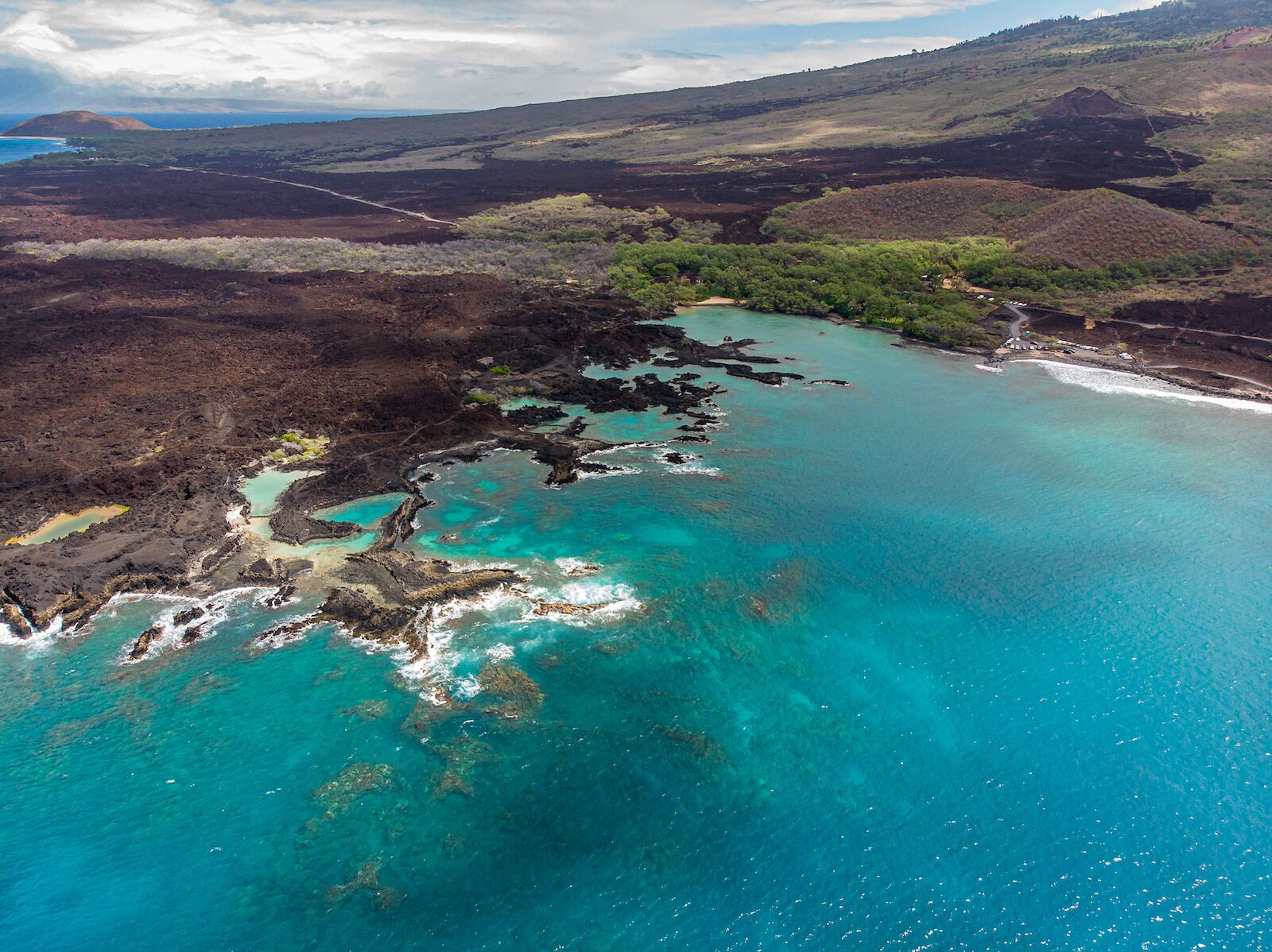 Aerial view of La Perouse Bay and Ahihi-Kinau Natural Area Reserve, South Maui, Hawaii