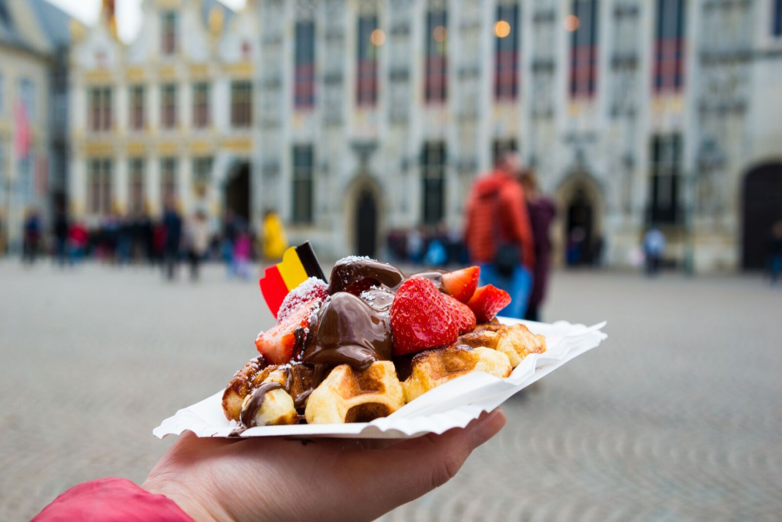 brussels waffle in a city center