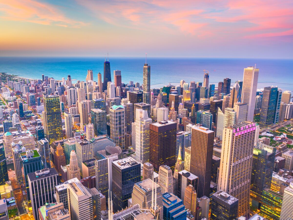 Chicago Skyline At Sunset