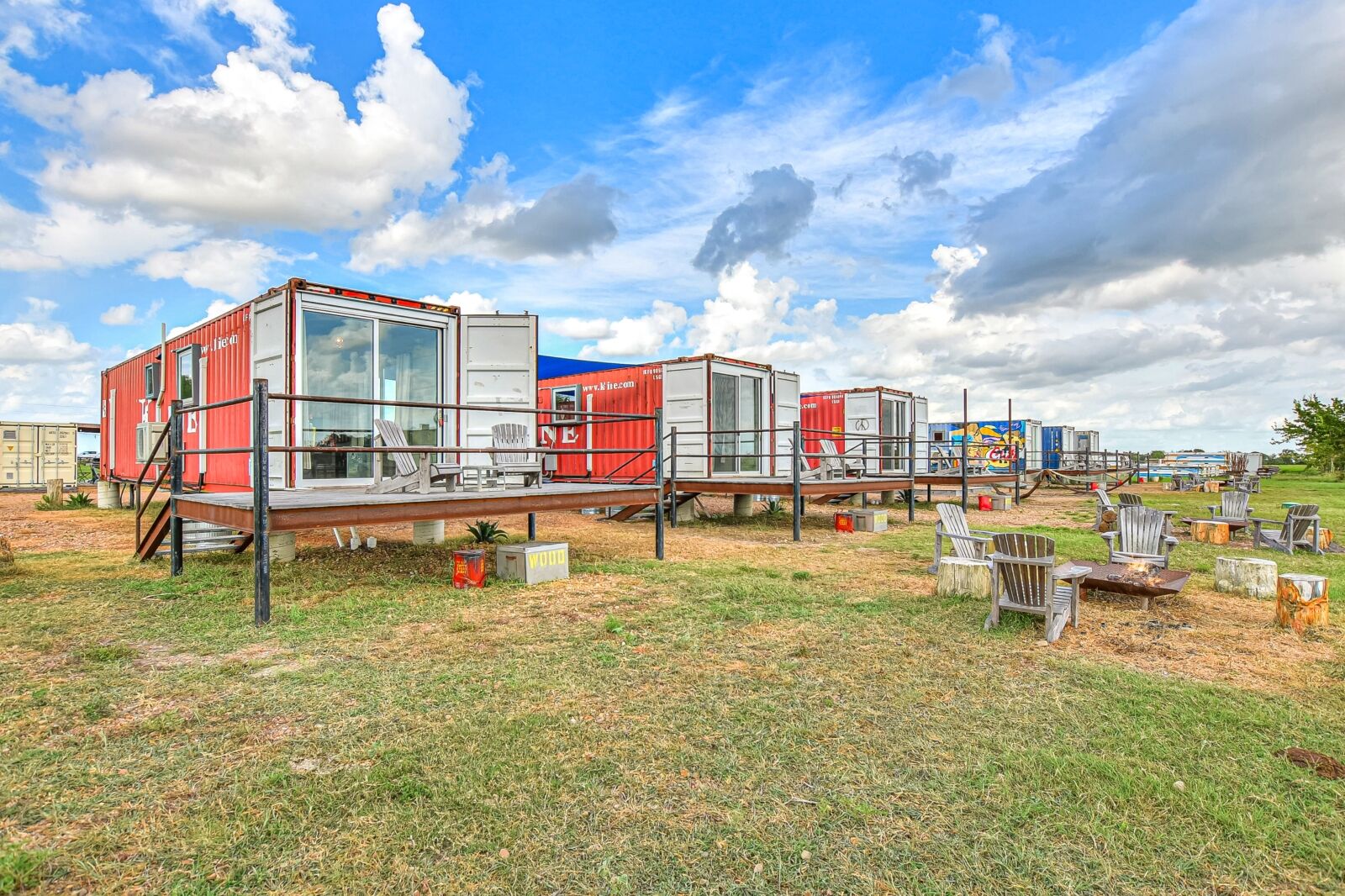 Cabins at Flophouze Shipping Container Hotel glamping Texas Hill Country 