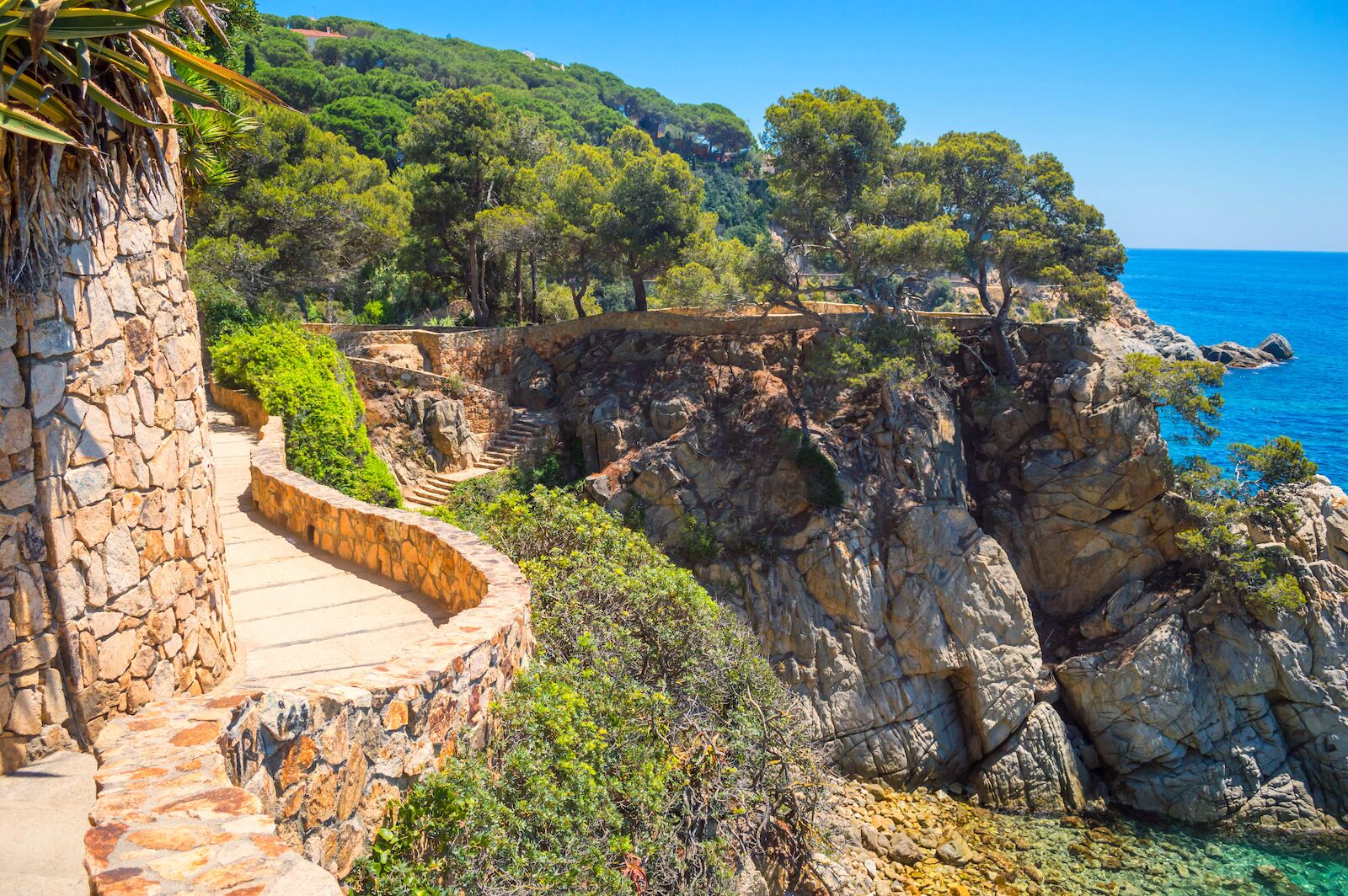 Road on the Costa Brava, Catalonia, a region of Spain where people speak the Catalan language