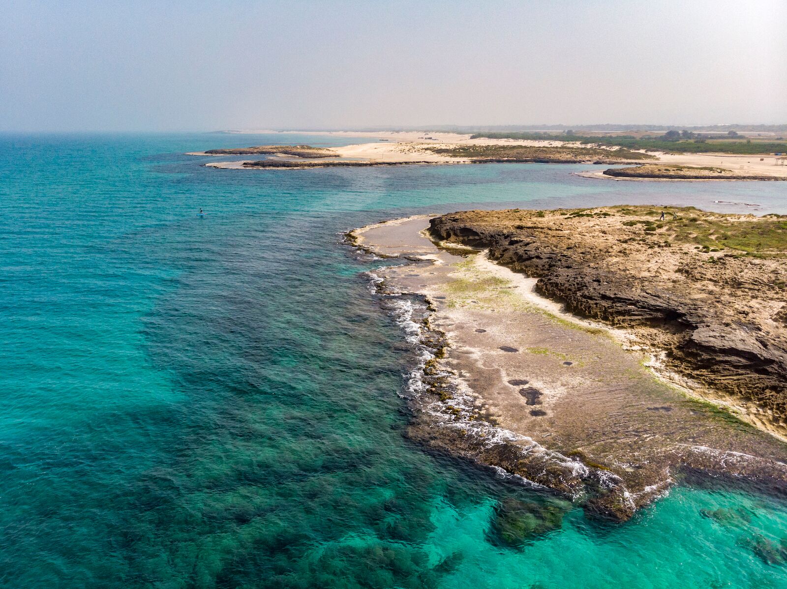 Coastline of the Mediterranean Sea. Dor  Beach Nature Reserve. Israel. View from the drone.