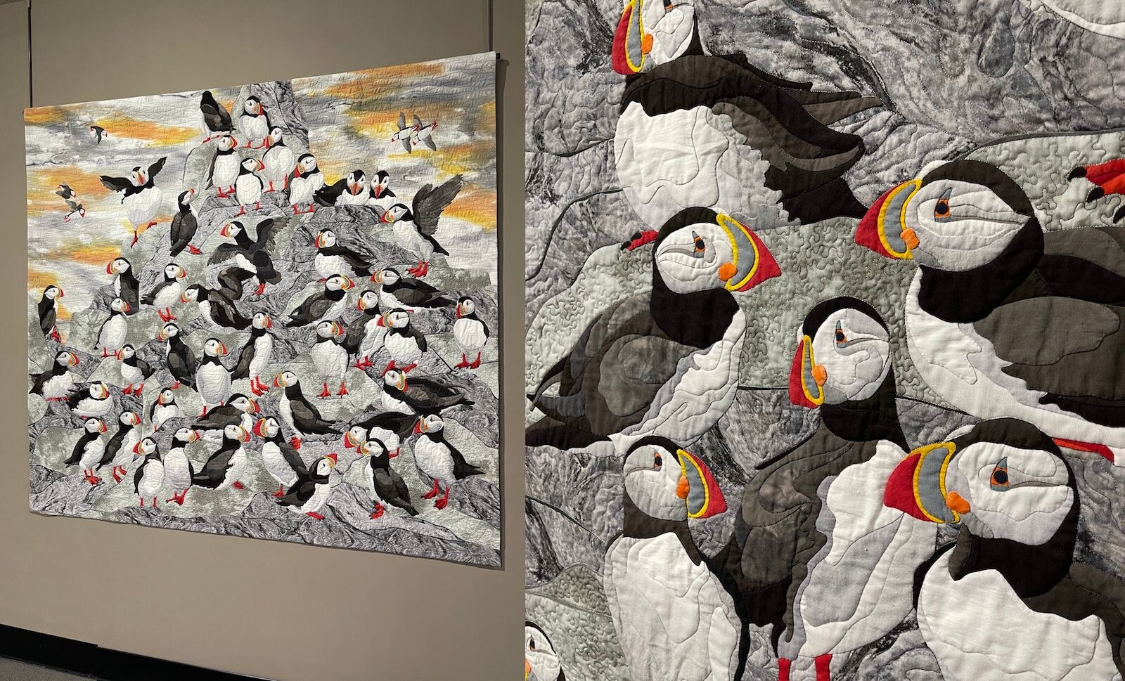 Quilt featuring puffins at the National Quilt Museum in Paducah, KY