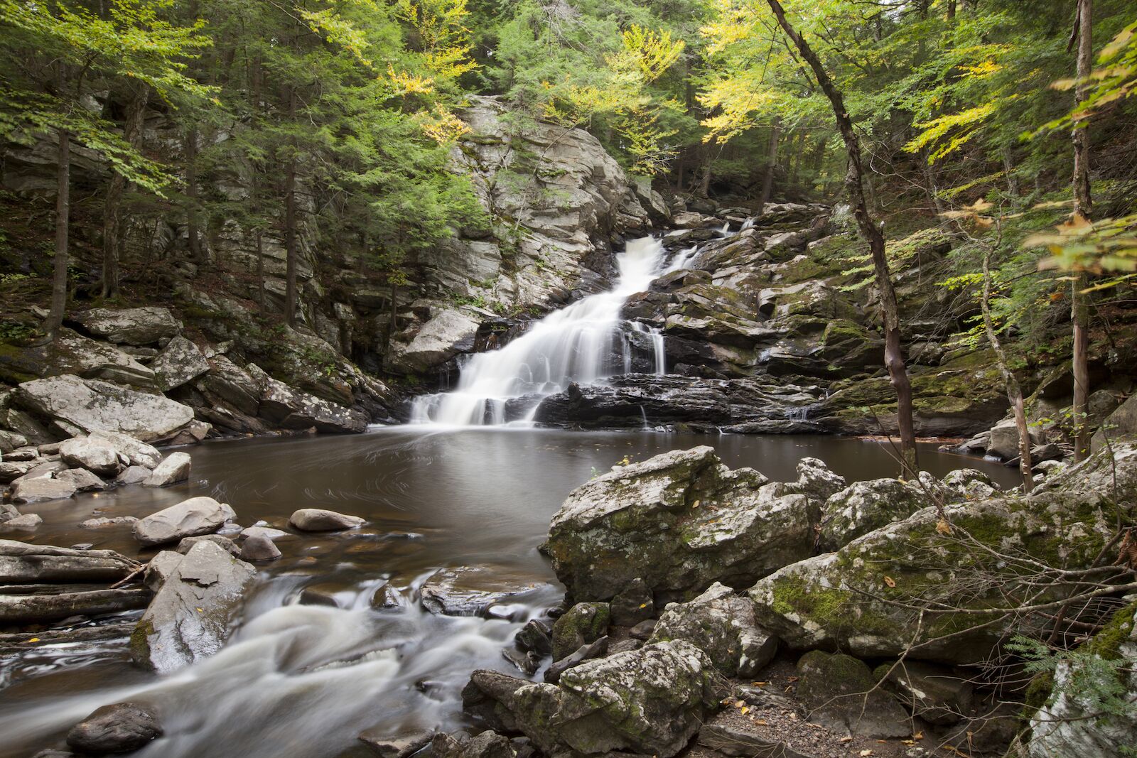 A view of Wahconah Falls in the Berkshire Mountains of western Massachusetts.