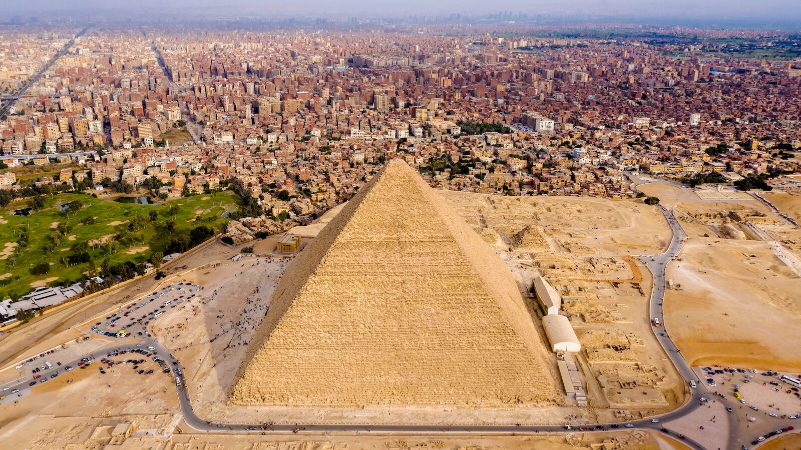 Aerial view of the Great Pyramid of Khufu. What's inside the Great Pyramid of Khufu?
