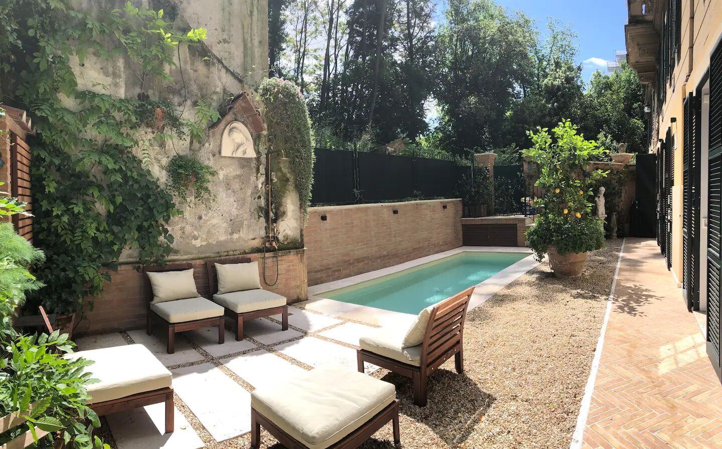 pool and deck outside airbnb in rome
