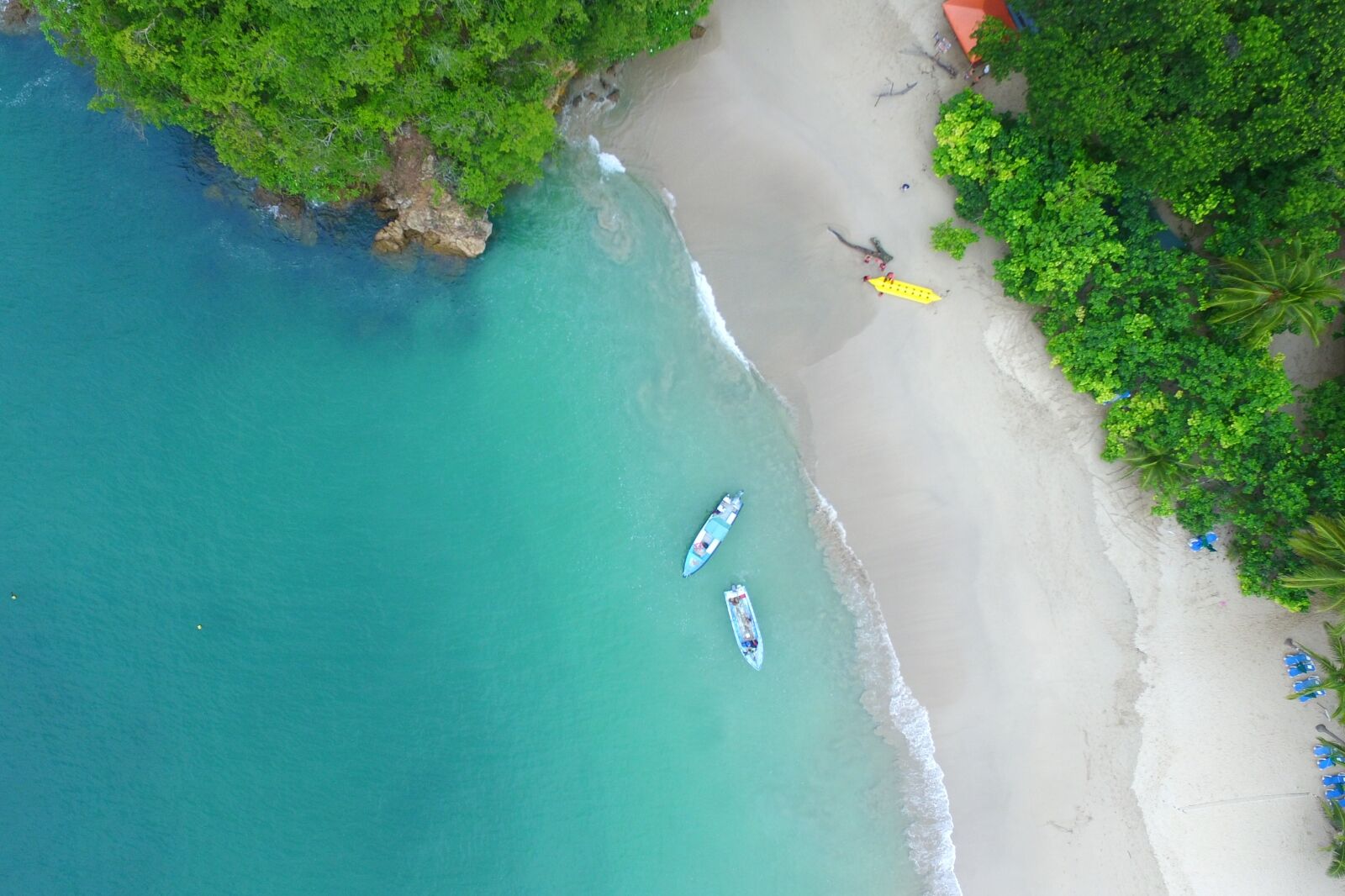 Beach from drone in blue zone costa rica 