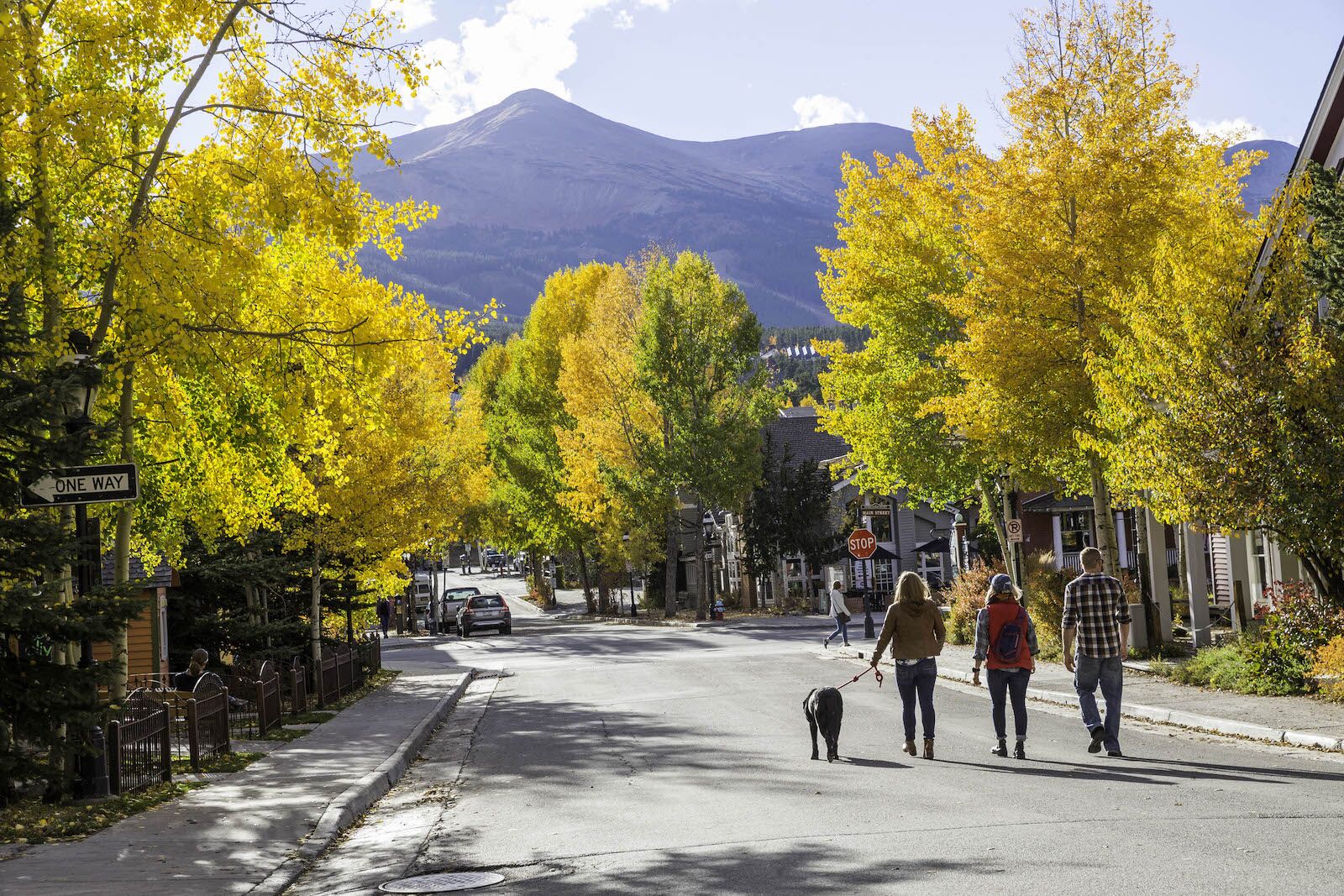 downtown breckenridge with aspen trees in the fall