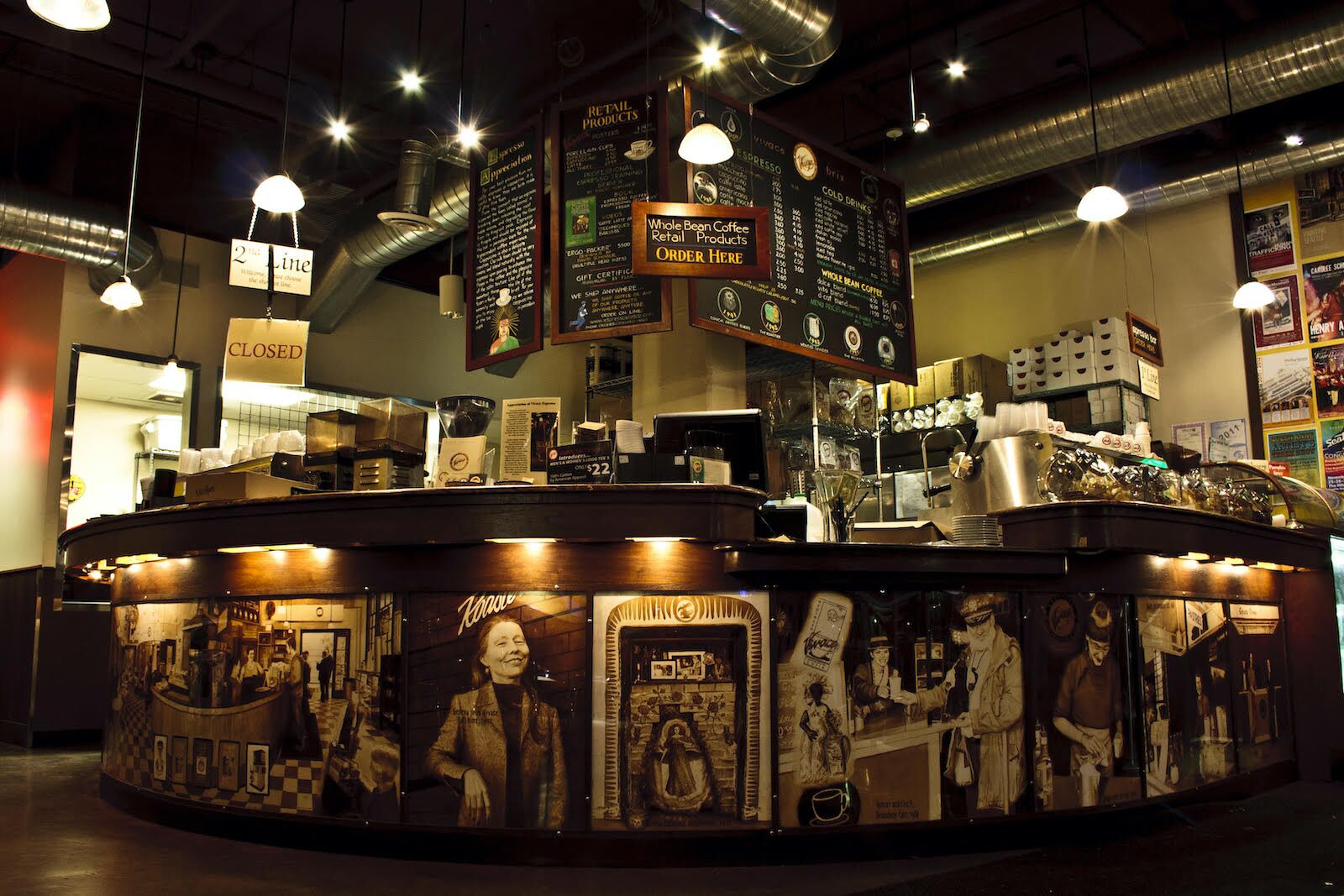 interior of espresso vivace coffee bar and menu - seattle coffee shops