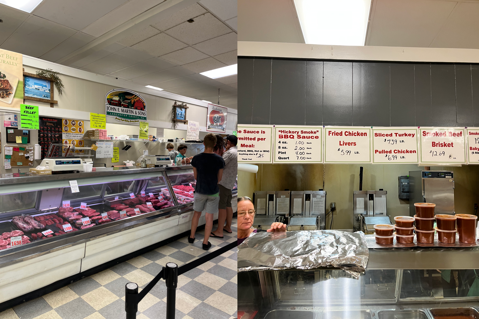 deli counter displaying menu and cuts of meat at John F. Martins - Annapolis Amish Market