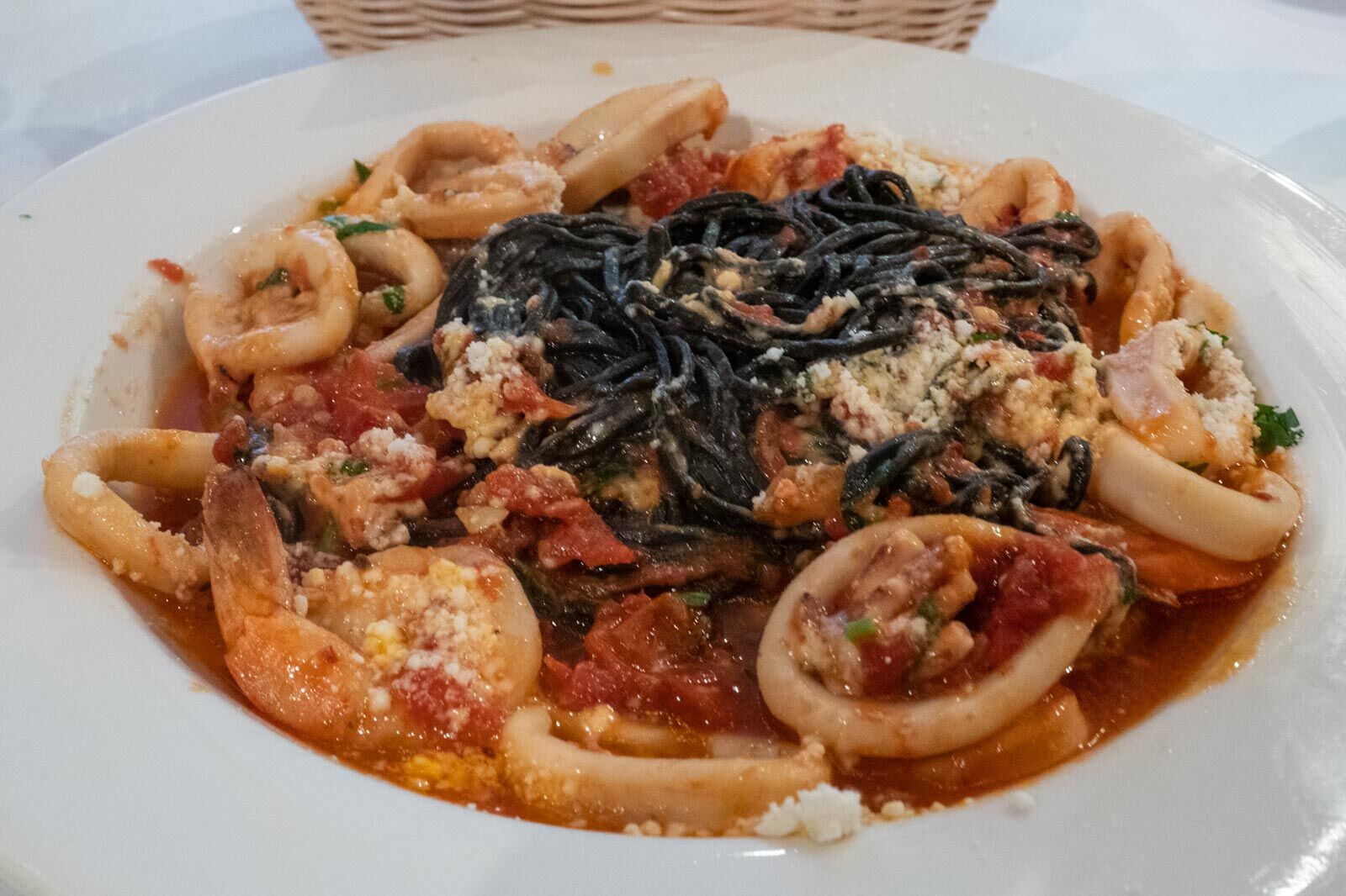 squid-ink-spaghetti-with--seafood-from-Umberto's-Clam-House-little italy-NYC