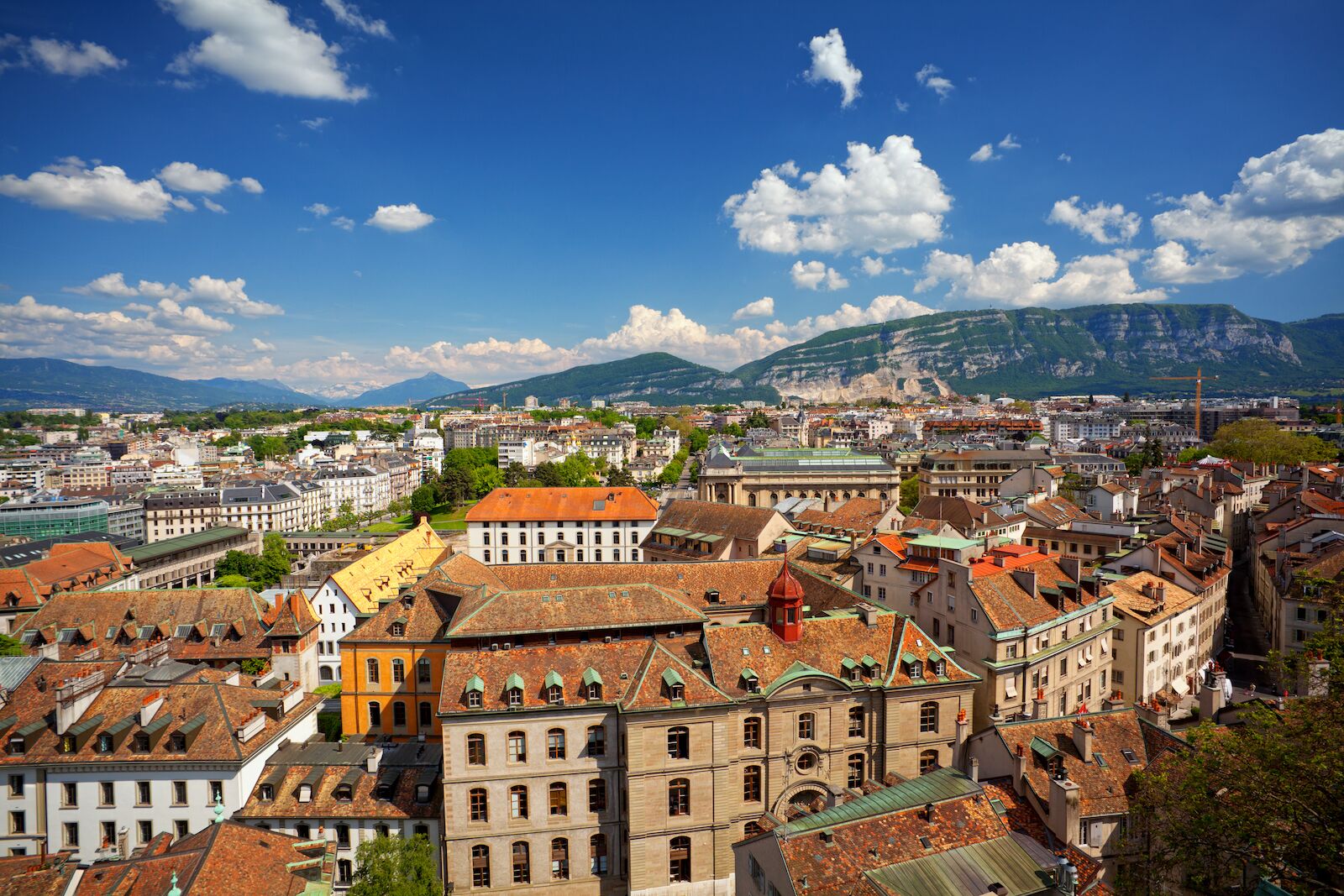 View of the old part of Geneva, Switzerland, from above