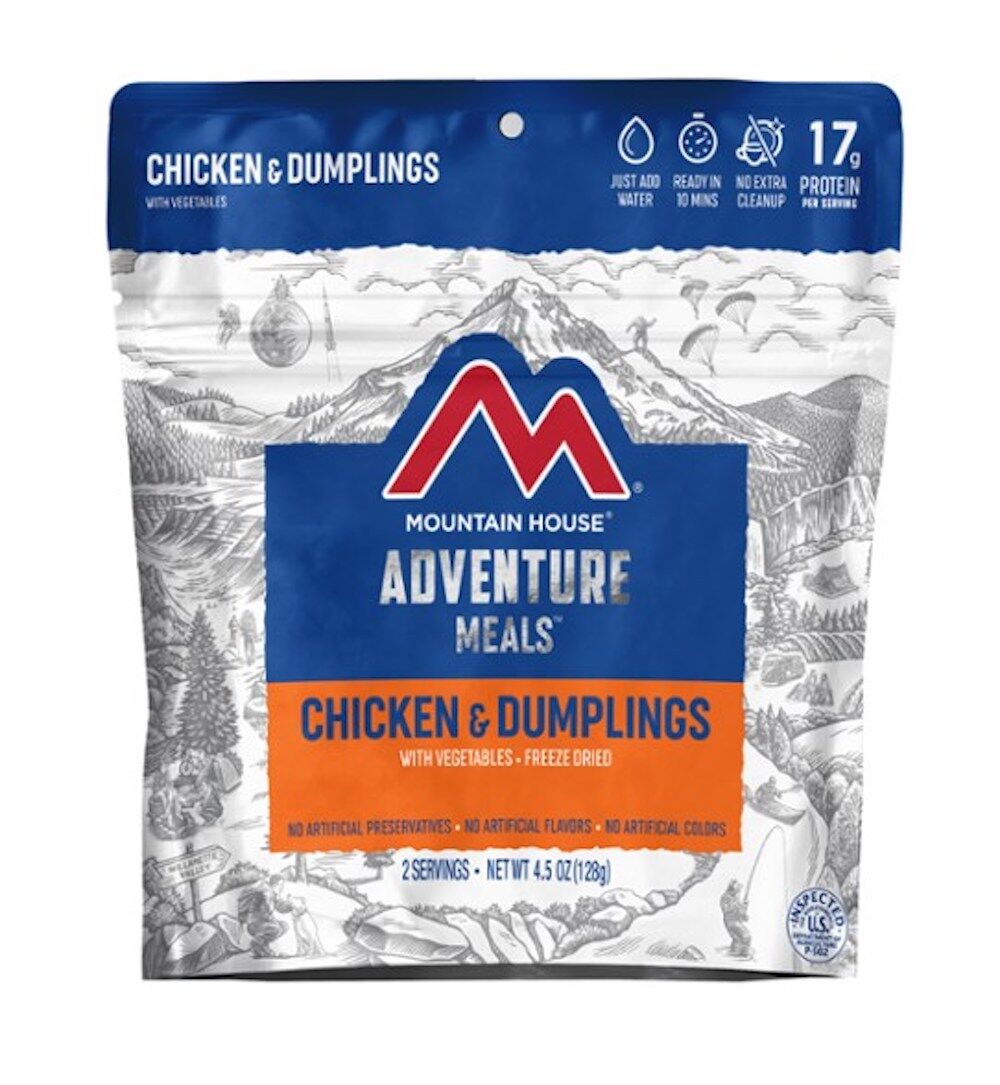 Adventure Meals chicken and dumplings is one of the best dehydrated meals to take camping