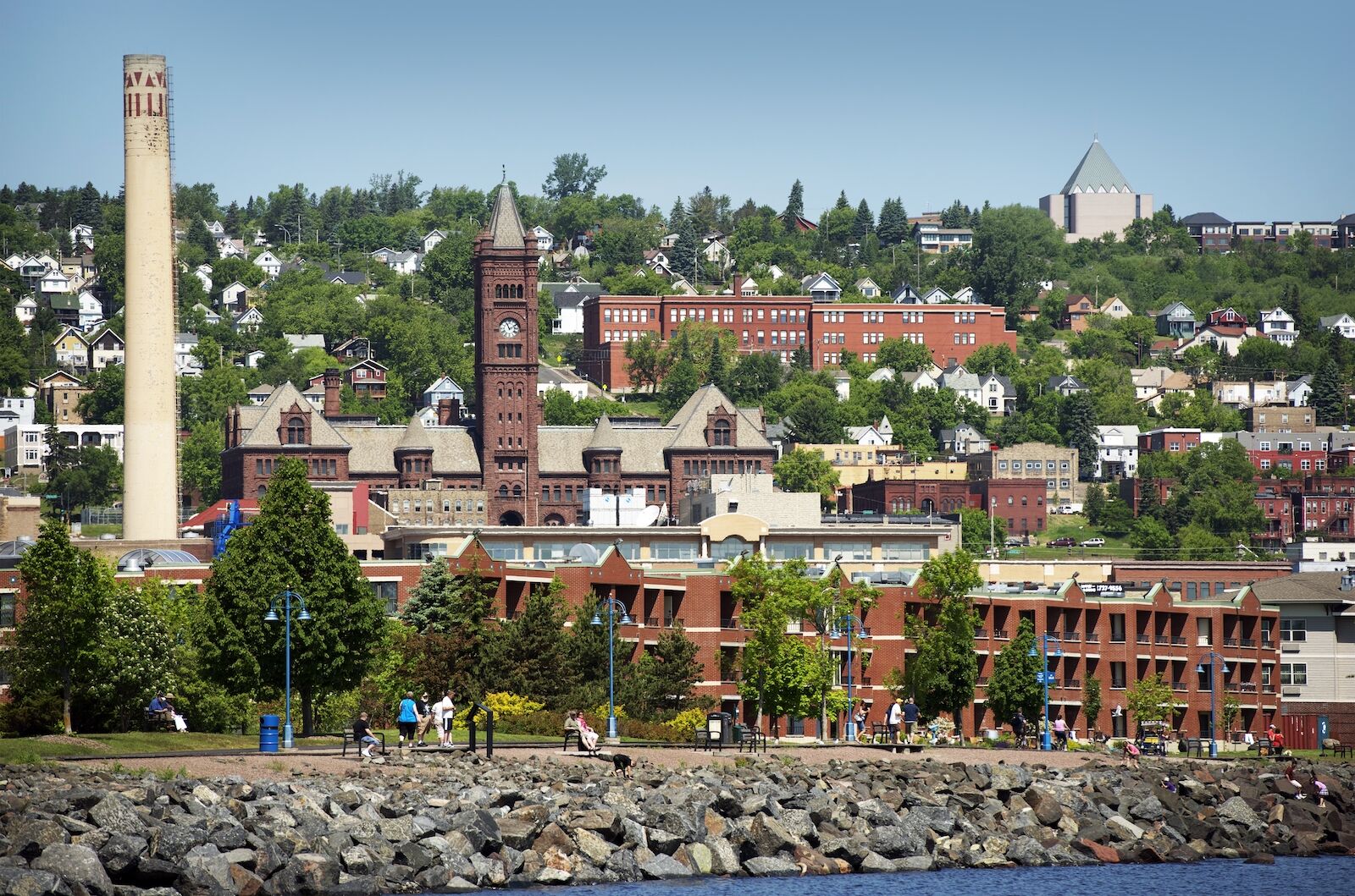 Duluth is a Seaport City in the U.S. State of Minnesota and is the County Seat of Saint Louis County. Duluth Cityscape Photo in Summer.