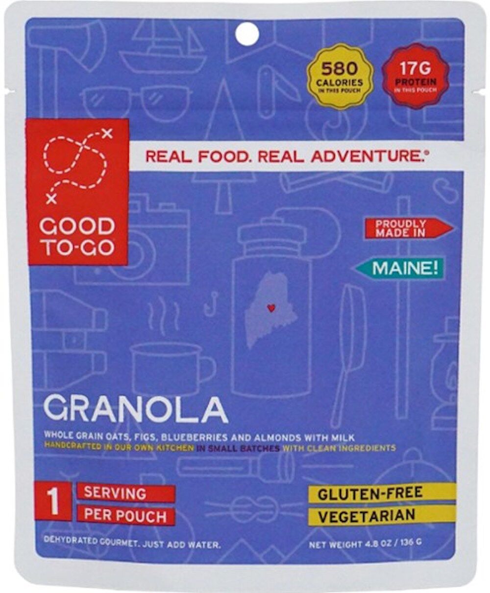 Good To-Go granola in a purple package with red label