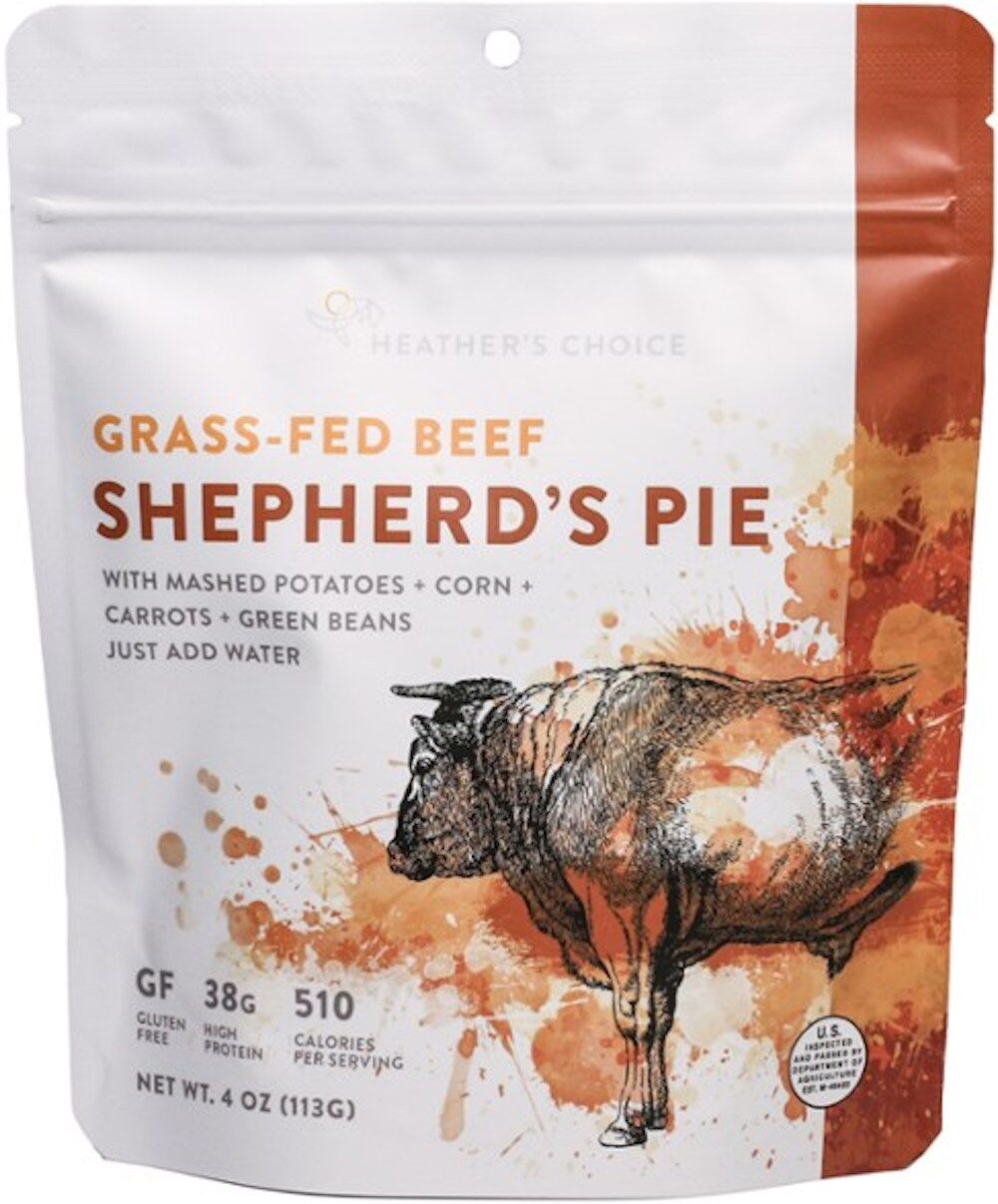 One of the best dehydrated meals to take camping is the Heather's Choice Shepherd's Pie