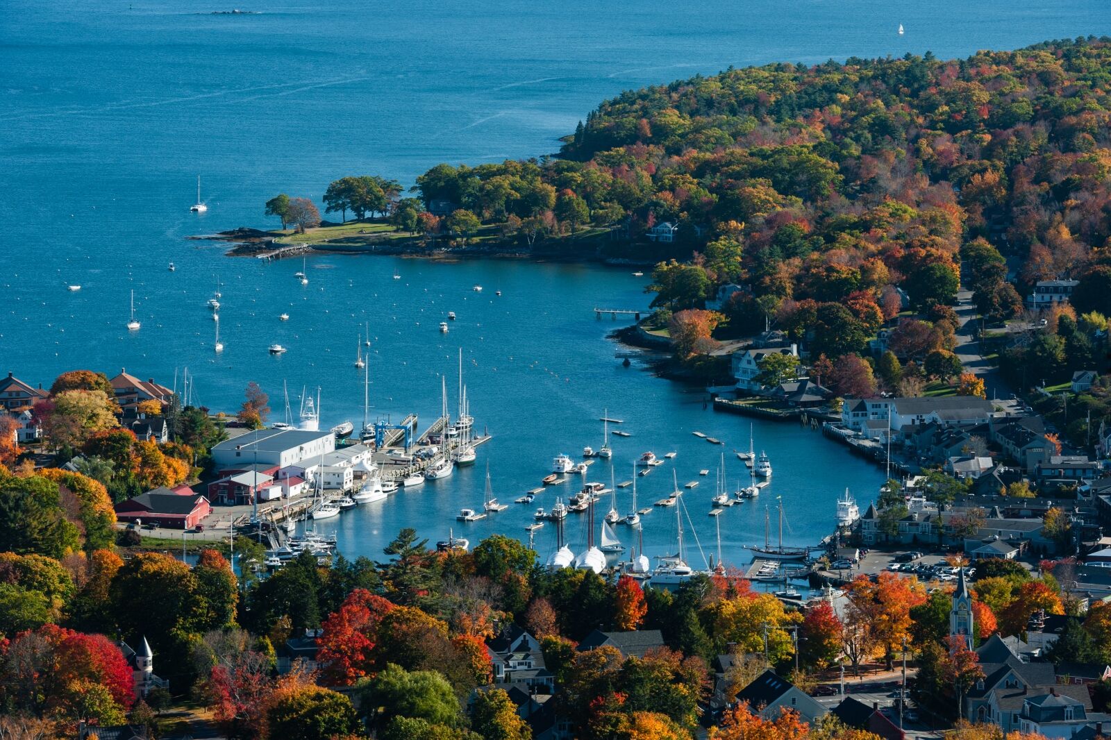 View over harbour in Camden, Maine