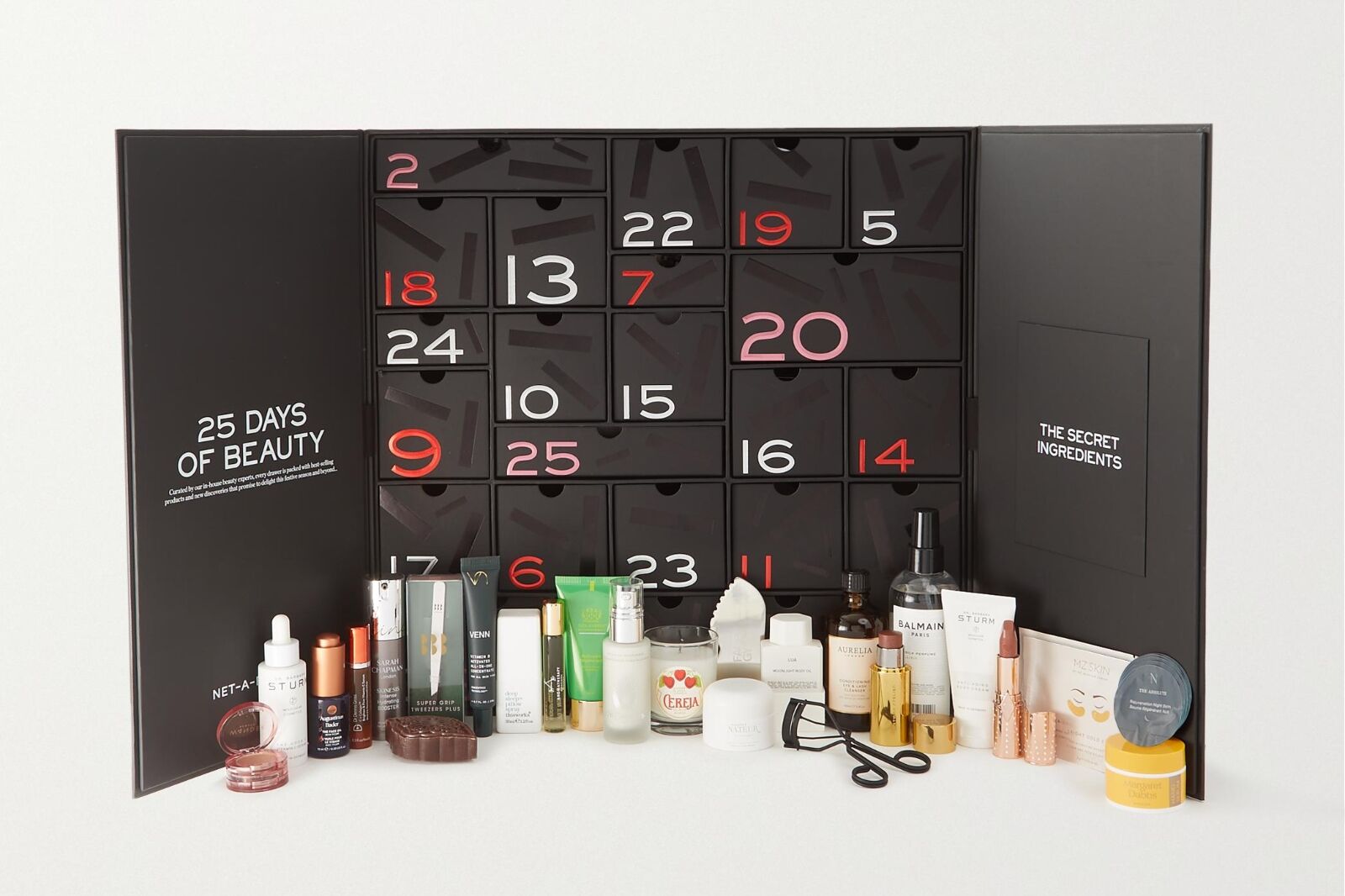 Beauty advent calendar with products 