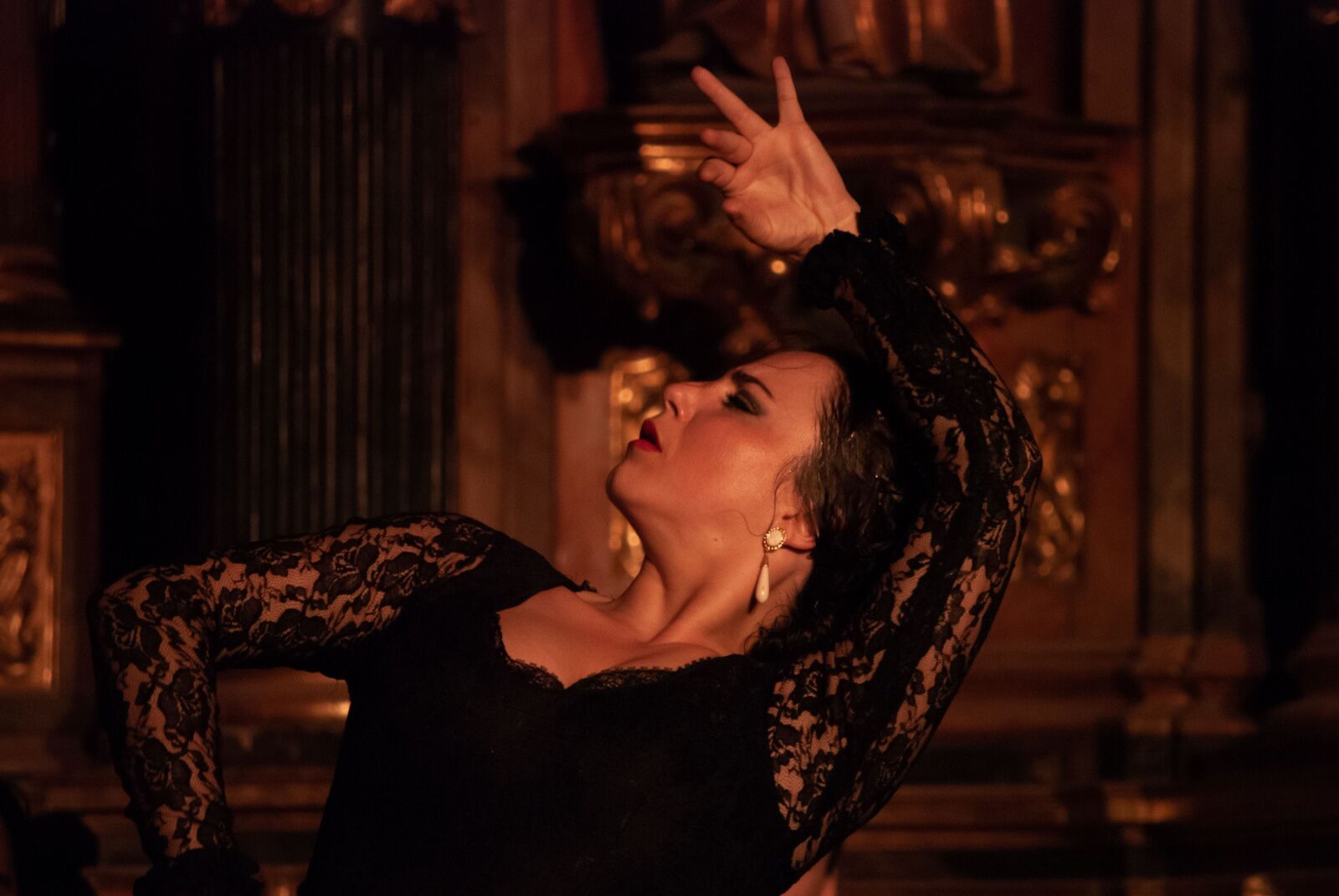 Close up of a Flamenco dancer performing in Seville, Spain