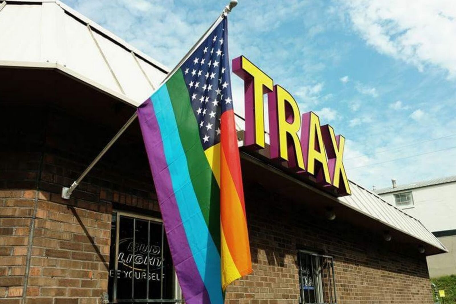 Trax sign outside one of the gay bars nashville