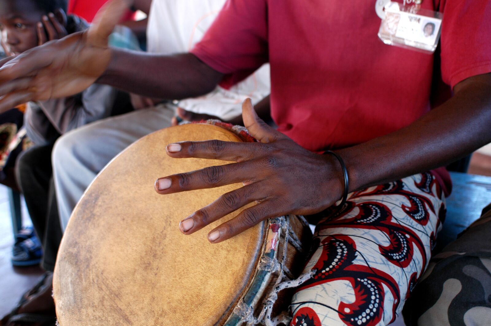 Close up of hands playing druming the same style of drummers of the Blue Mountains in Jamaica