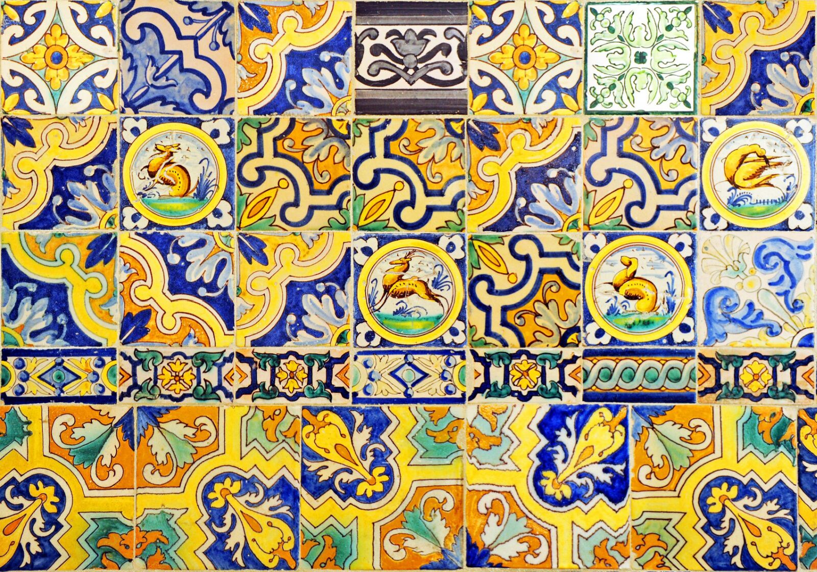 brightly colored ceramic tiles in Seville, Spain