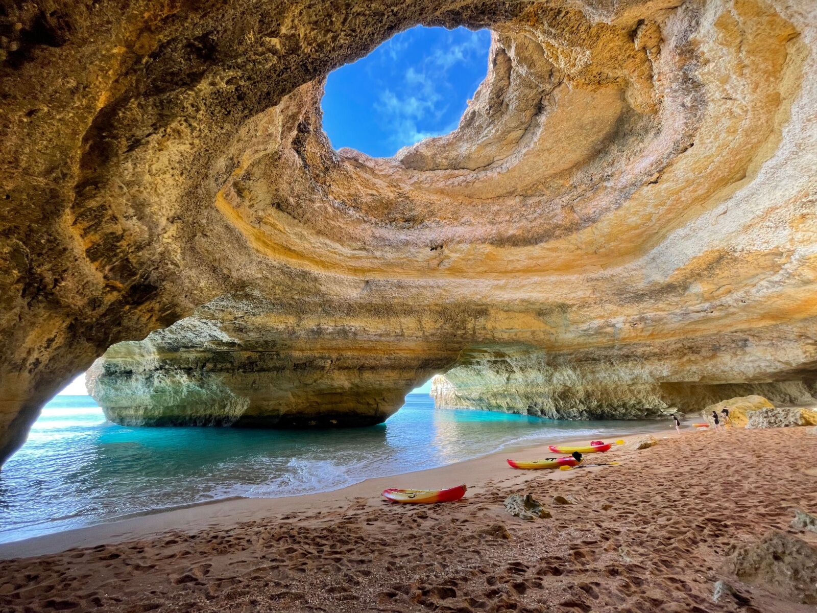Kayaks in the Benagil sea cave